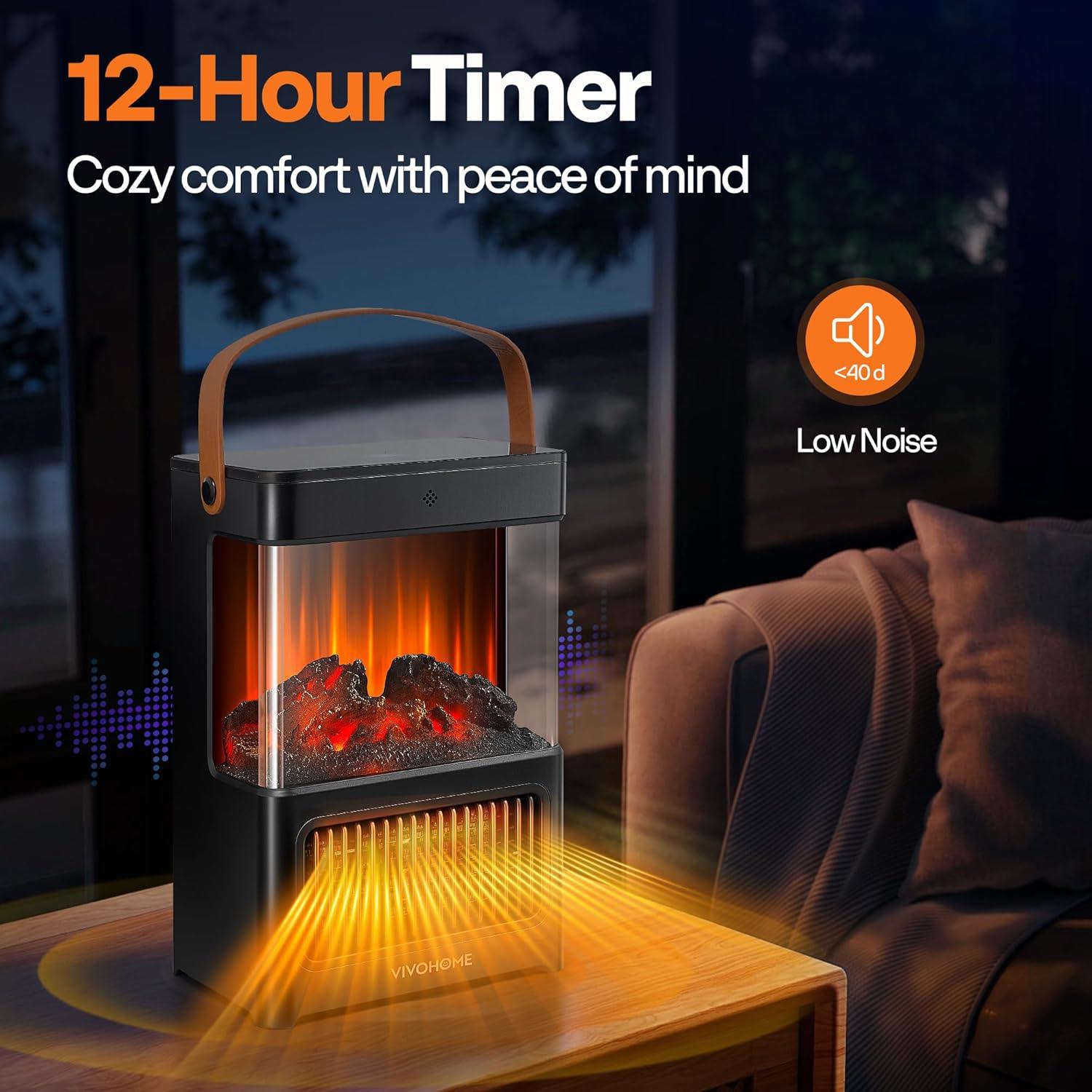 Calefactor Eléctrico VIVOHOME Chimenea Portátil 1500W