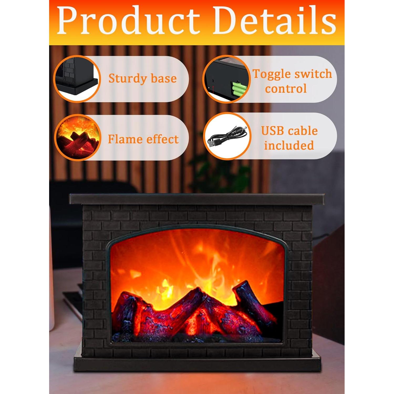 Lámpara de Chimenea Eléctrica Quipzora BILUDENG con Efecto Llama