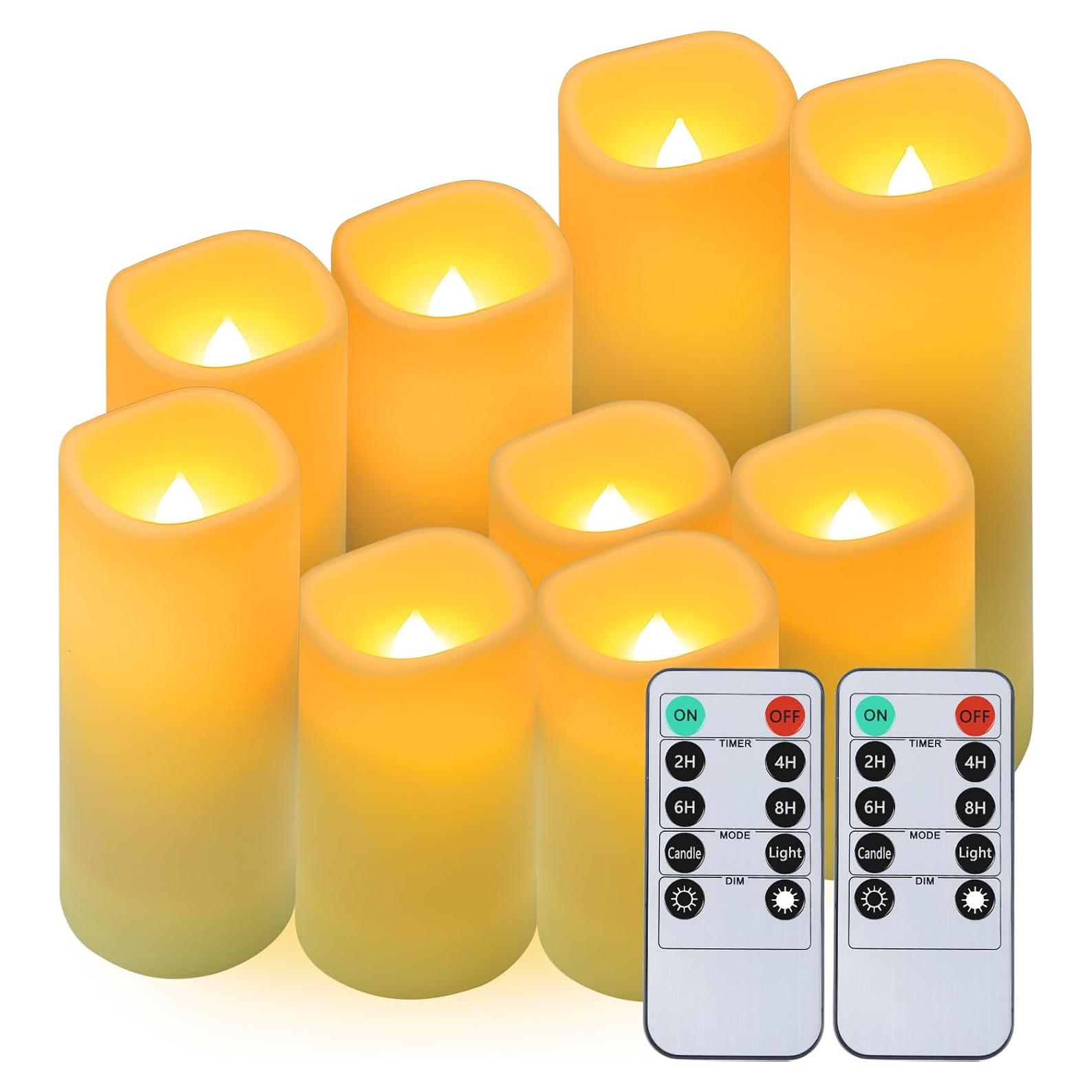 Velas LED Crowm 9 Piezas Marfil Control Remoto Impermeables