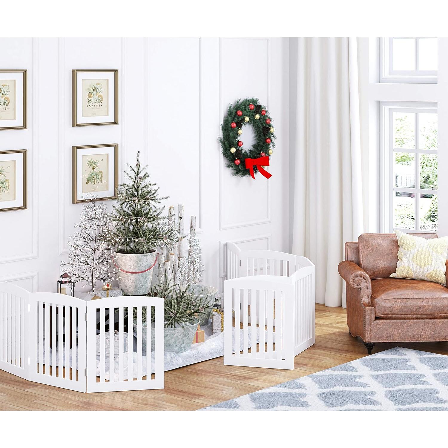 Puerta Plegable para Mascotas Pawland 61 cm 4 Paneles Blanca