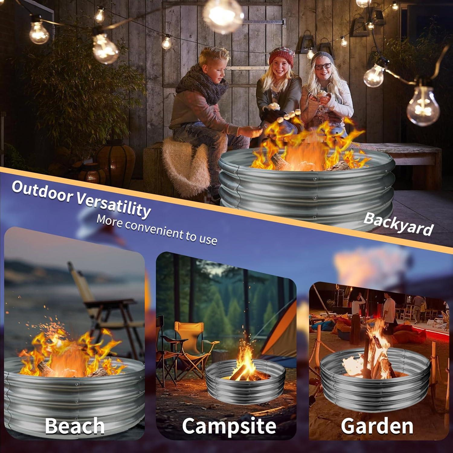 Anillo de Fuego YSEJOMP Redondo 91 cm Galvanizado Plata