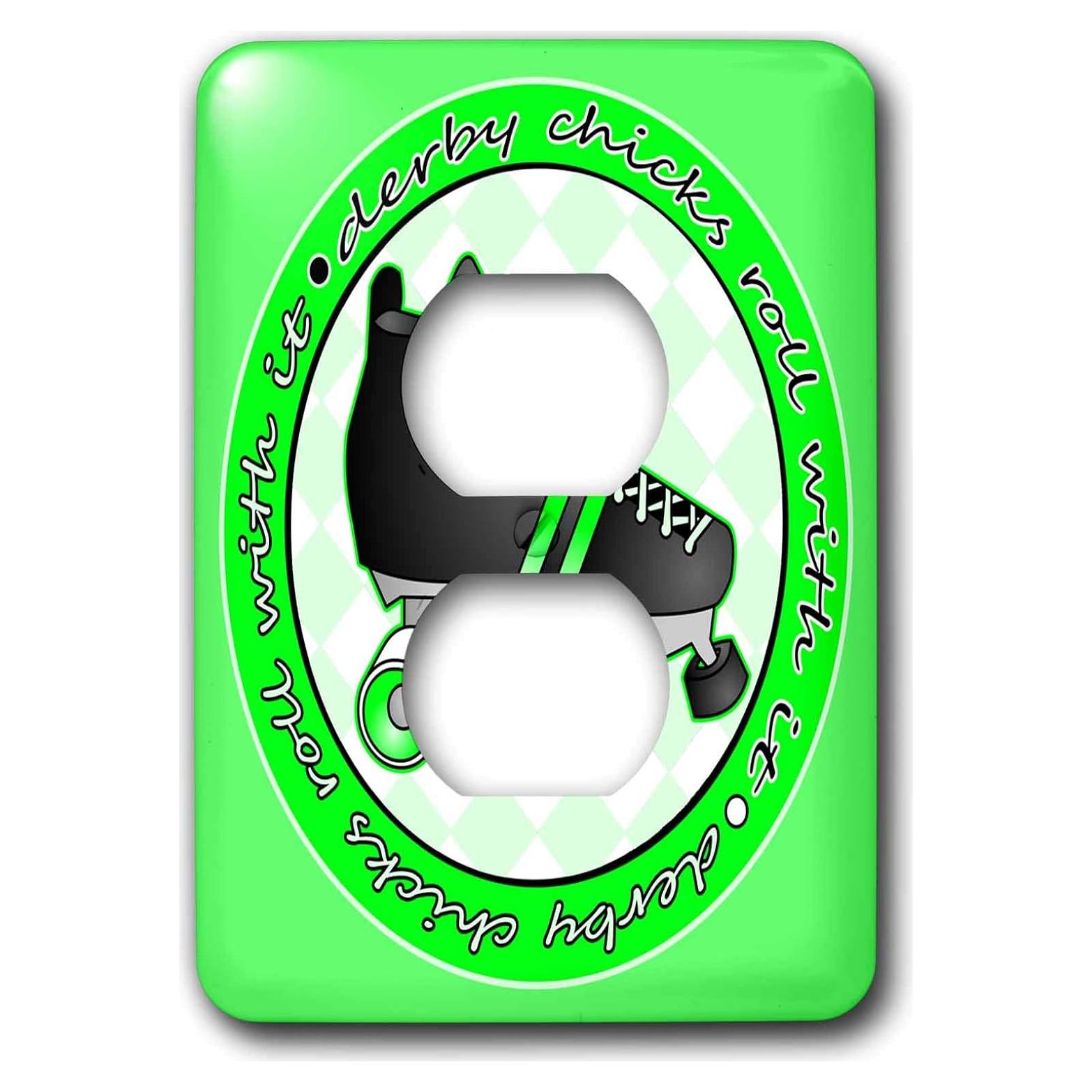 Cubierta de Interruptor 3dRose Verde y Negro 2 Tomas