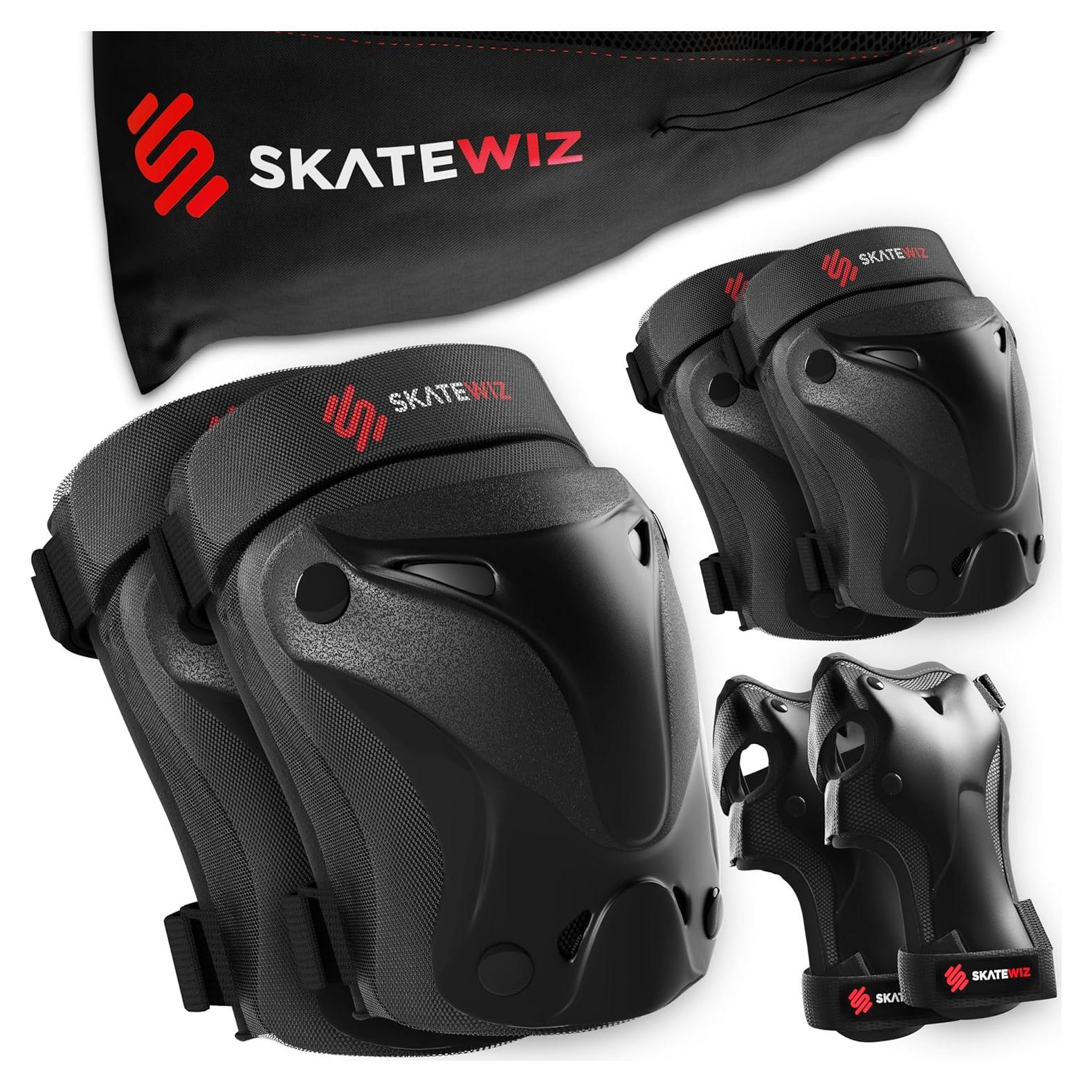 SKATEWIZ Protectores de Patinaje 6 Piezas para Niños y Adultos