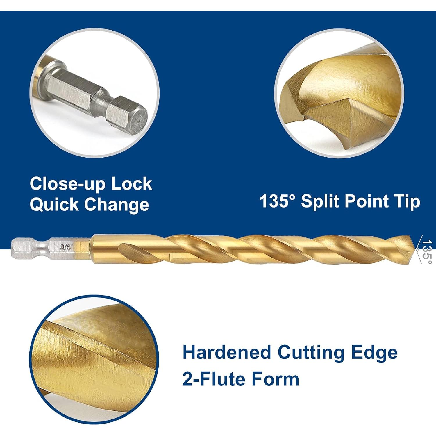 Juego de Brocas de Percusión COMOWARE 21 Pcs HSS Titanio