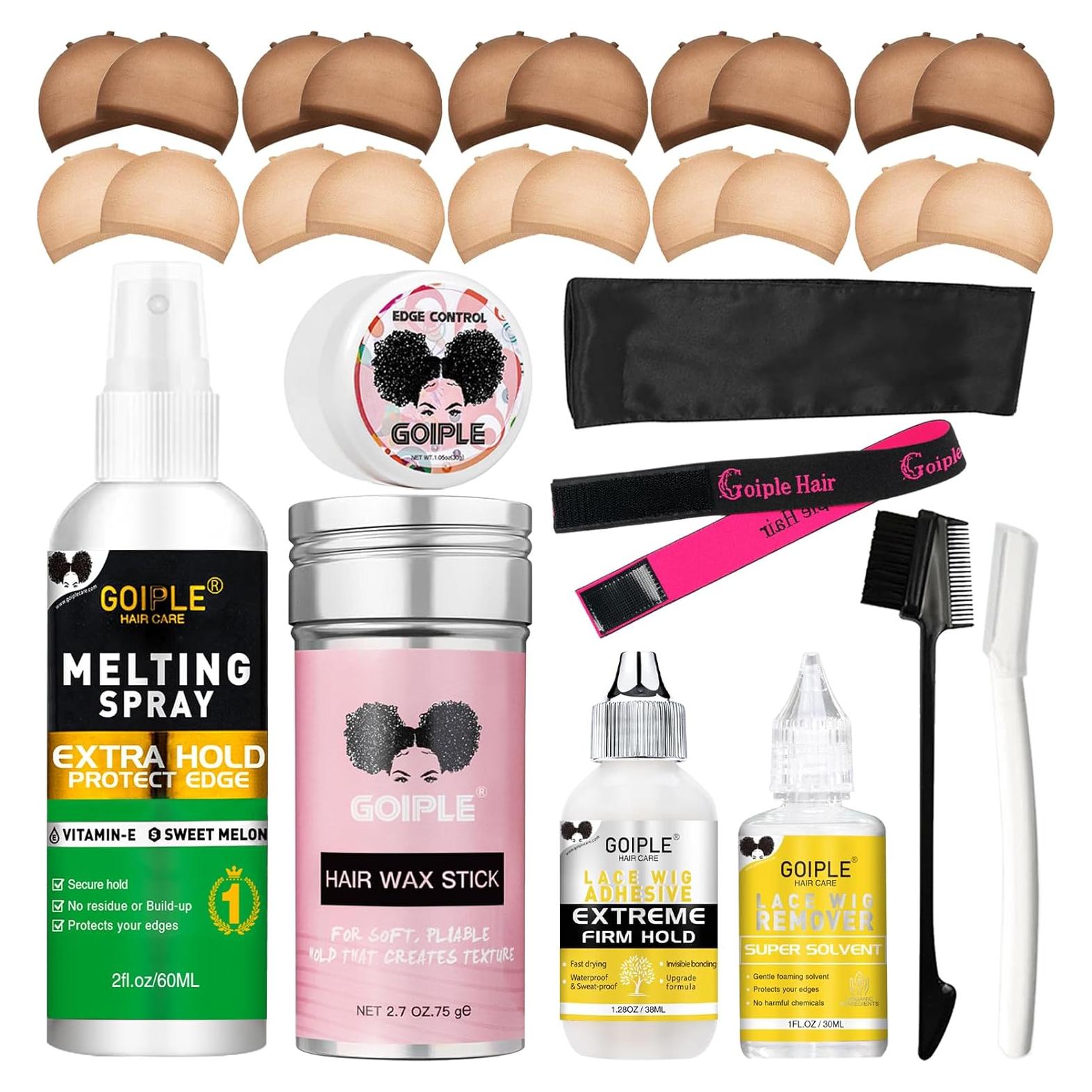 Kit Accesorios para Pelucas Goiple 29 Piezas con Pegamento