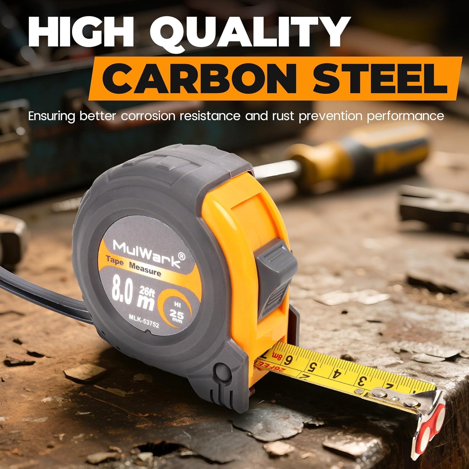 Cinta Métrica Profesional MulWark 8m y 5m - Set de 2