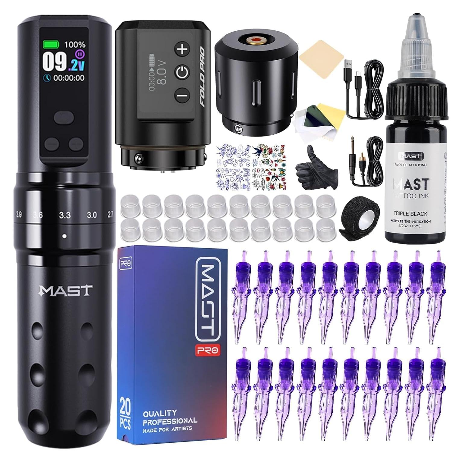 Kit de Tatuaje Inalámbrico MAST Fold2 Pro con 2 Baterías