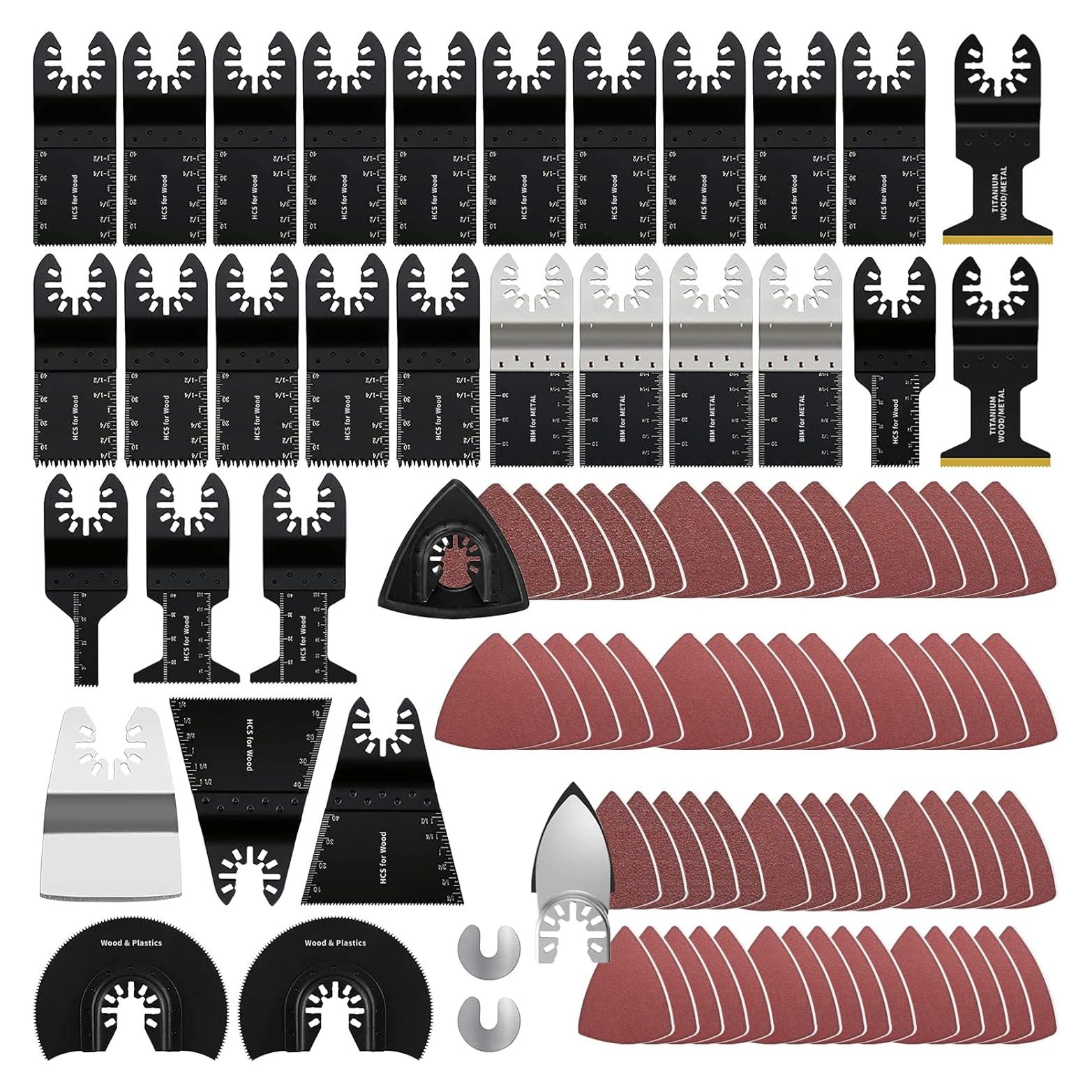 Paquete de 94 Cuchillas de Sierra Oscilante OTUCO para Madera y Metal