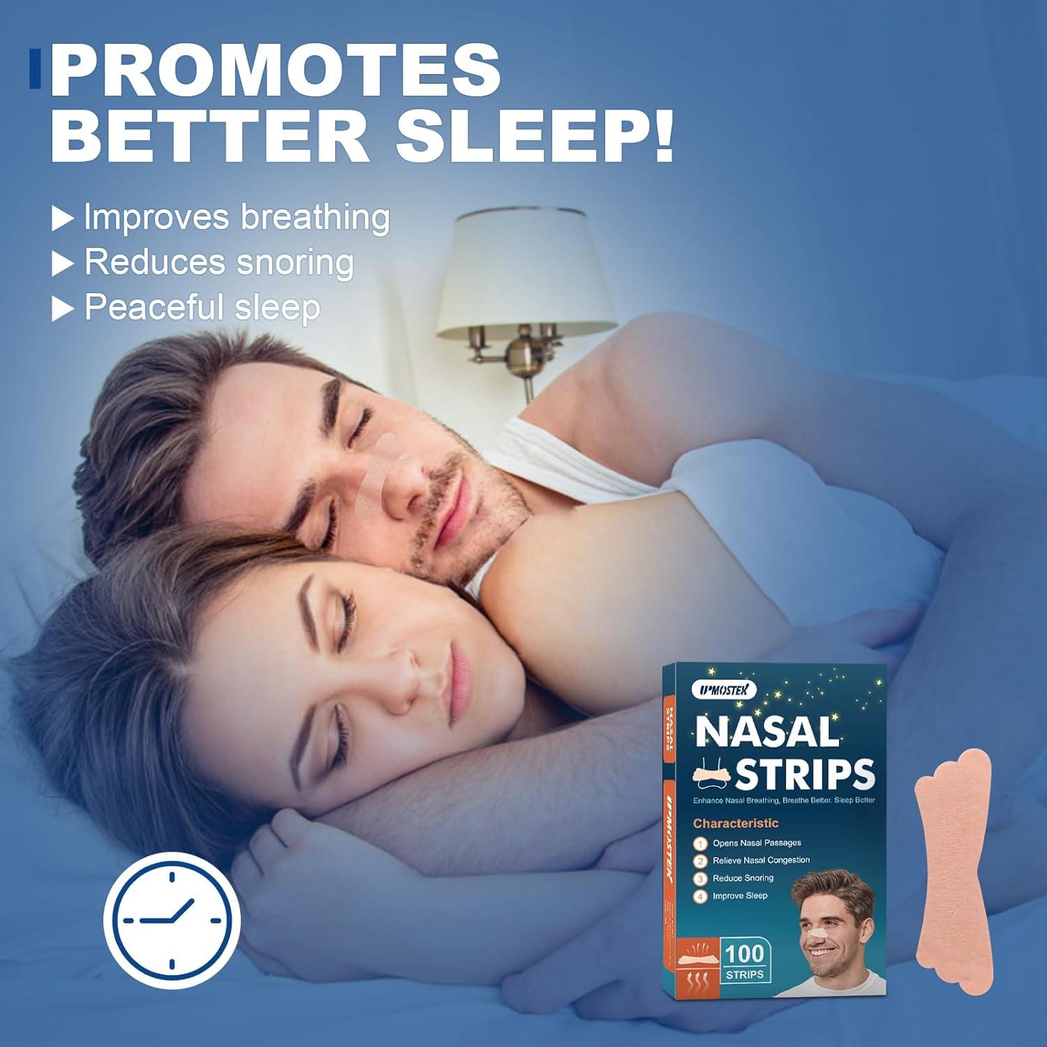 100 Tiras Nasales Antironquidos UPMOSTEK - Alivio Congestión