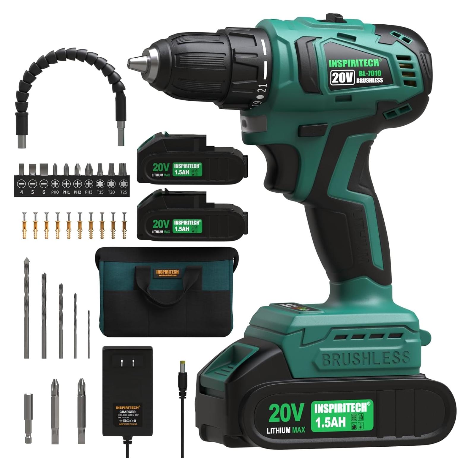 Taladro Inalámbrico 20V INSPIRITECH con 2 Baterías y Cargador