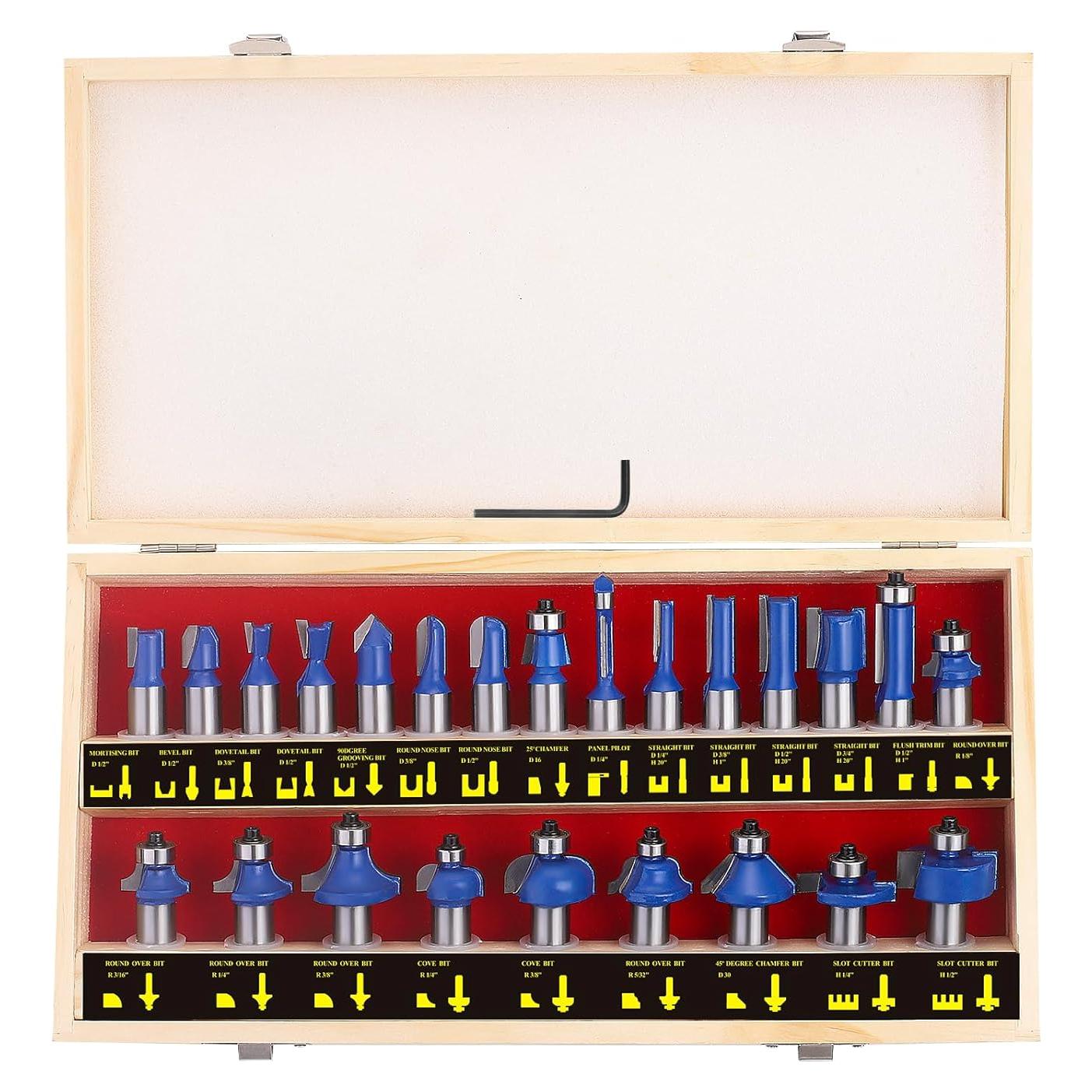 Juego de Brocas de Router UTRUSTTO 24 Piezas Vástago 12mm