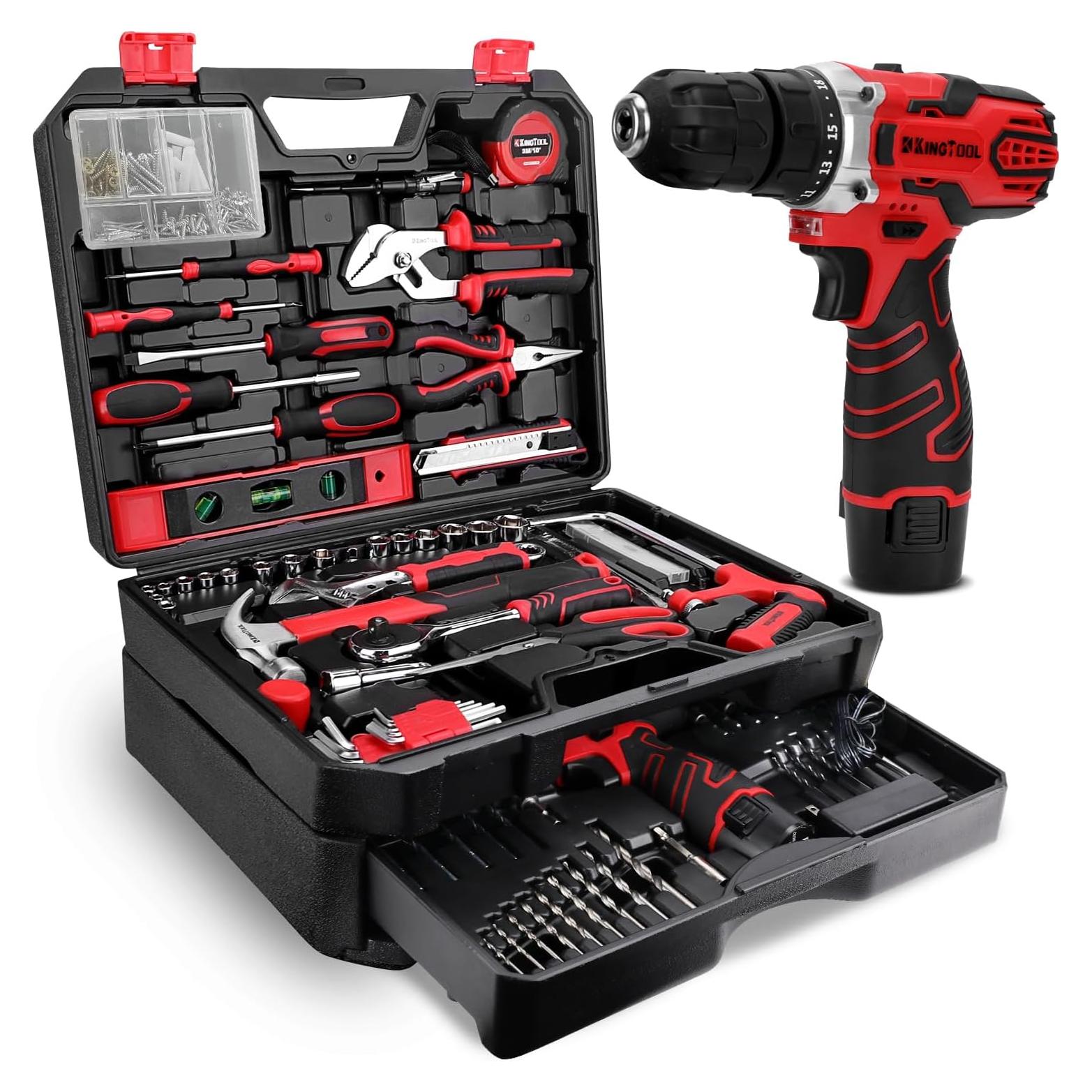 Kit de herramientas KingTool 276 piezas con taladro 12V