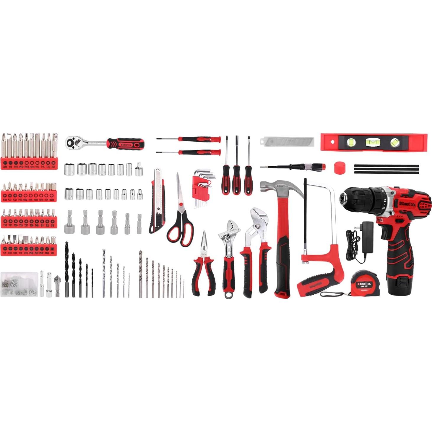 Kit de herramientas KingTool 276 piezas con taladro 12V