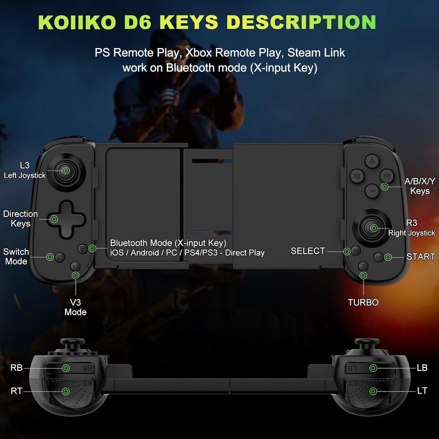 Controlador Inalámbrico Koiiko para iPhone/Android/PC/Switch