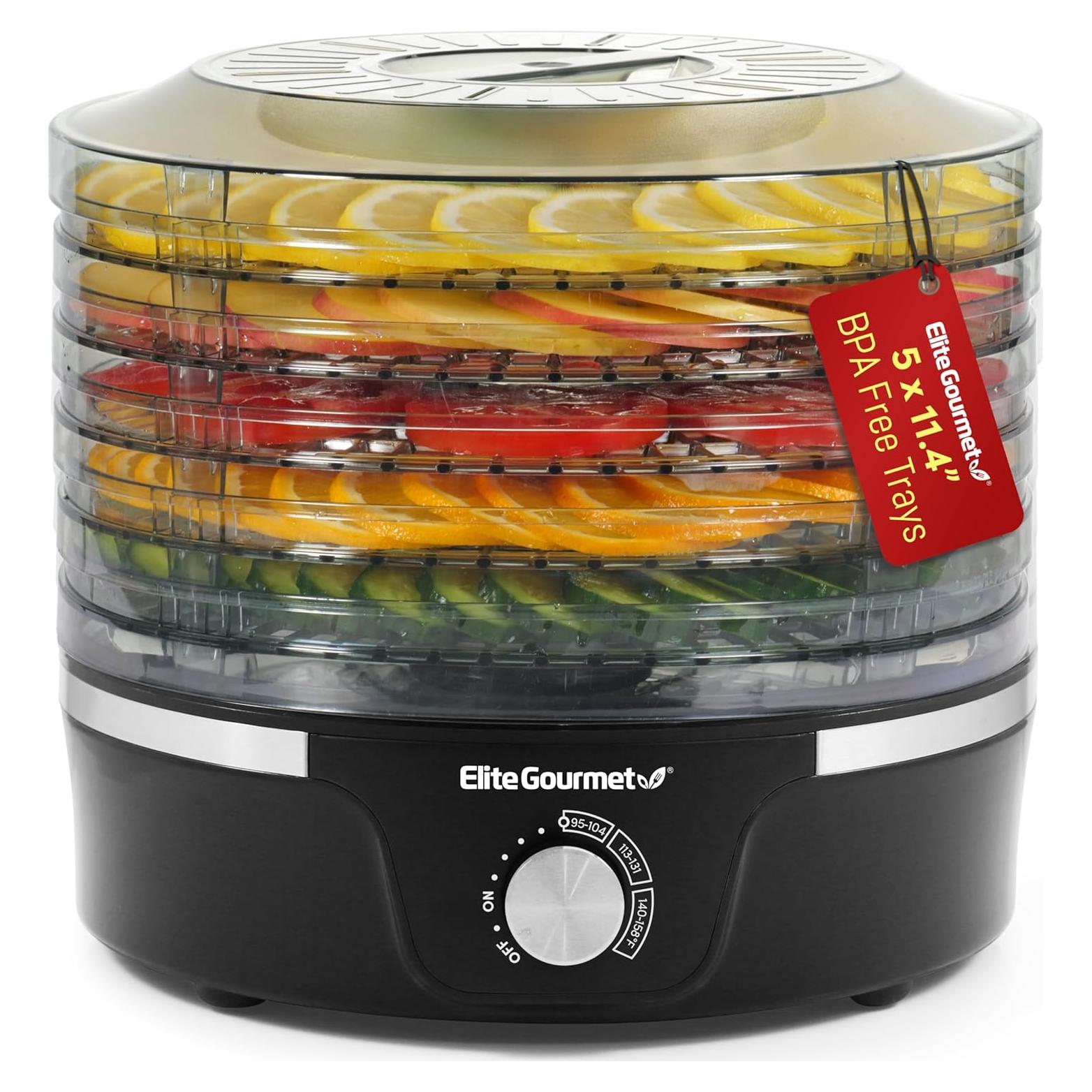 Deshidratador Elite Gourmet EFD319 5 Bandejas 350W Negro