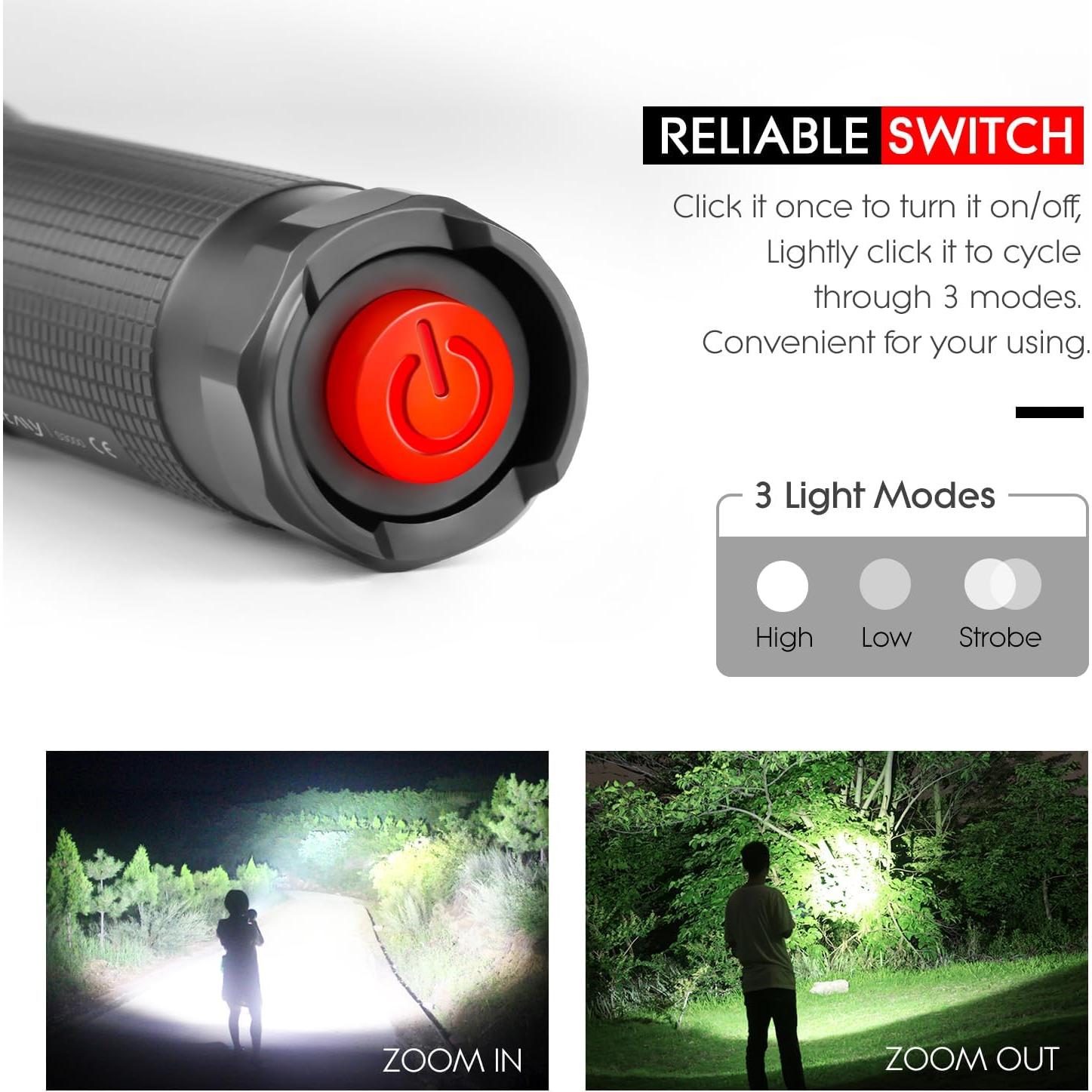 Linterna LED WdtPro S3000 1600 Lúmenes IP67 Zoomable