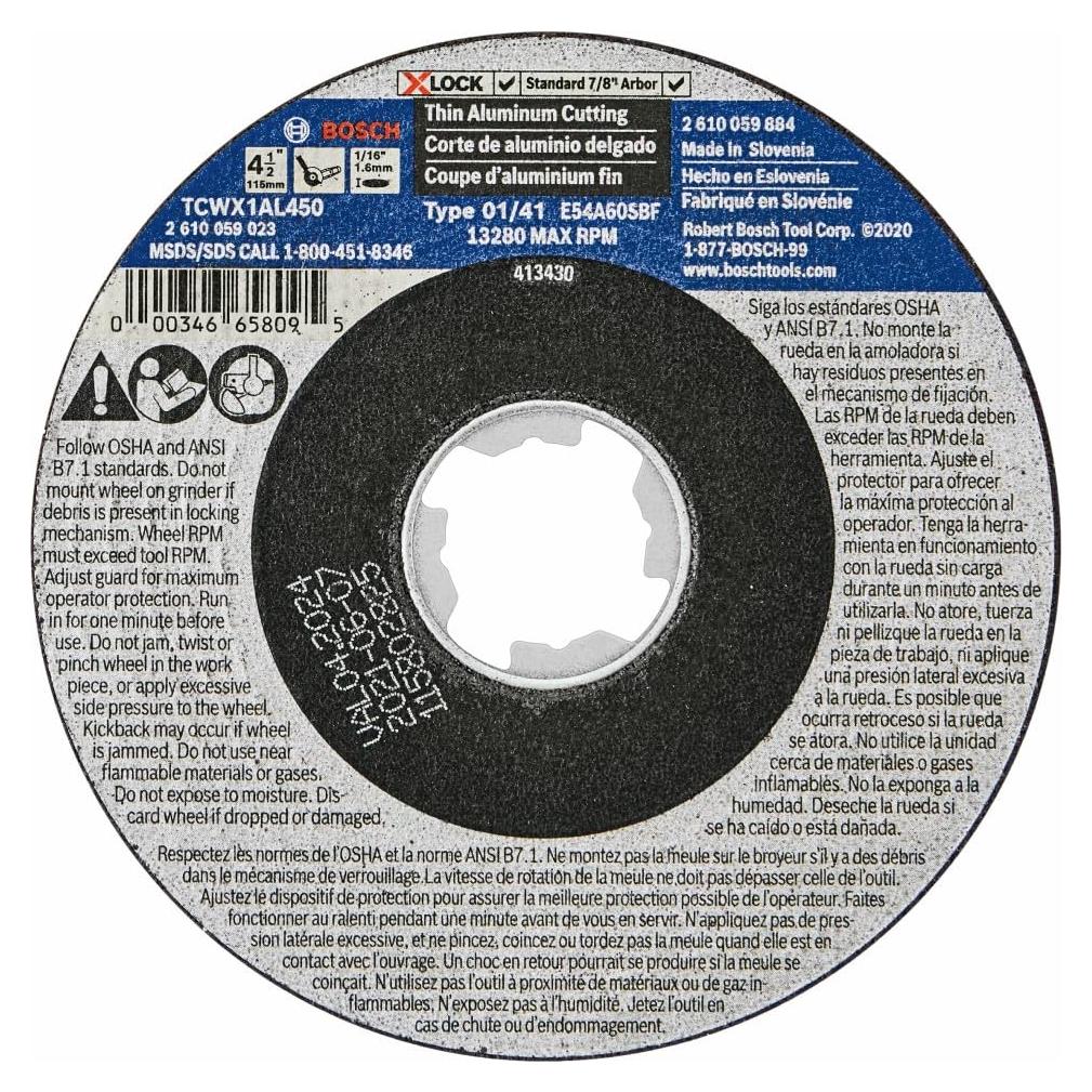 Rueda Abrasiva Bosch X-LOCK 11.4 cm 46 Grano para Metal