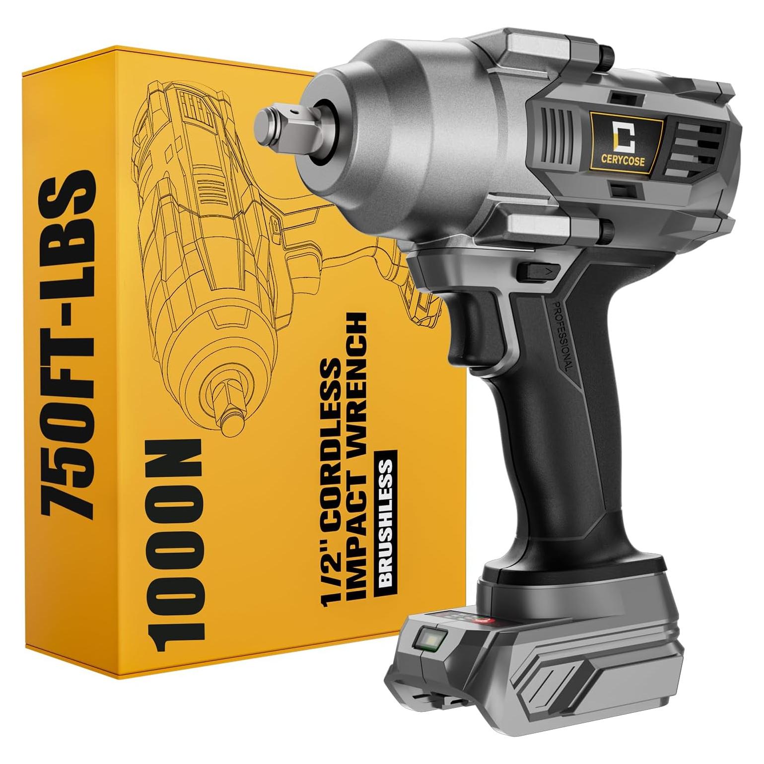 Llave de Impacto Inalámbrica 1/2" Cerycose 750FT-LBS LED