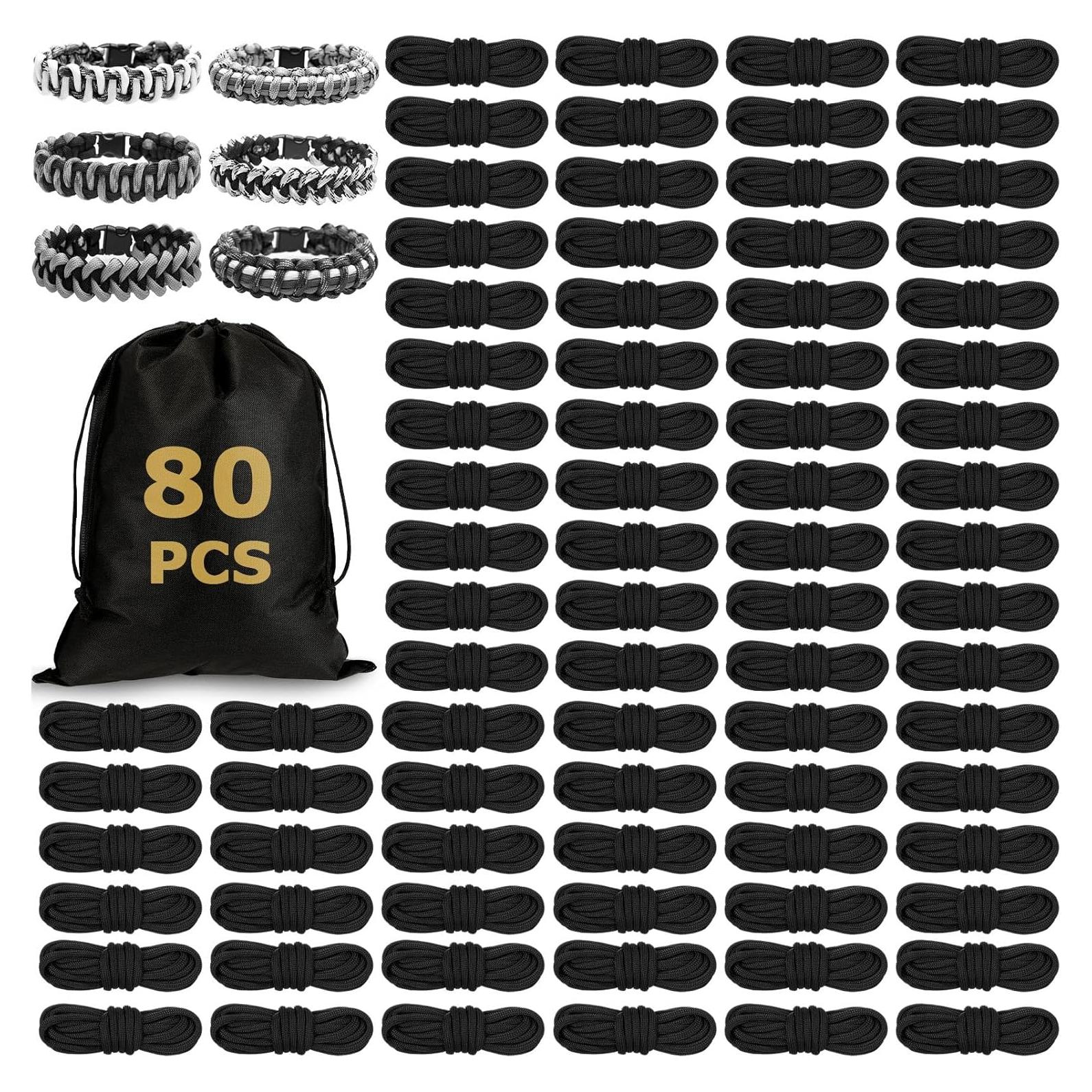 Kit de Cuerdas Paracord 550 Riakrum 80 Piezas 3.05m Negro