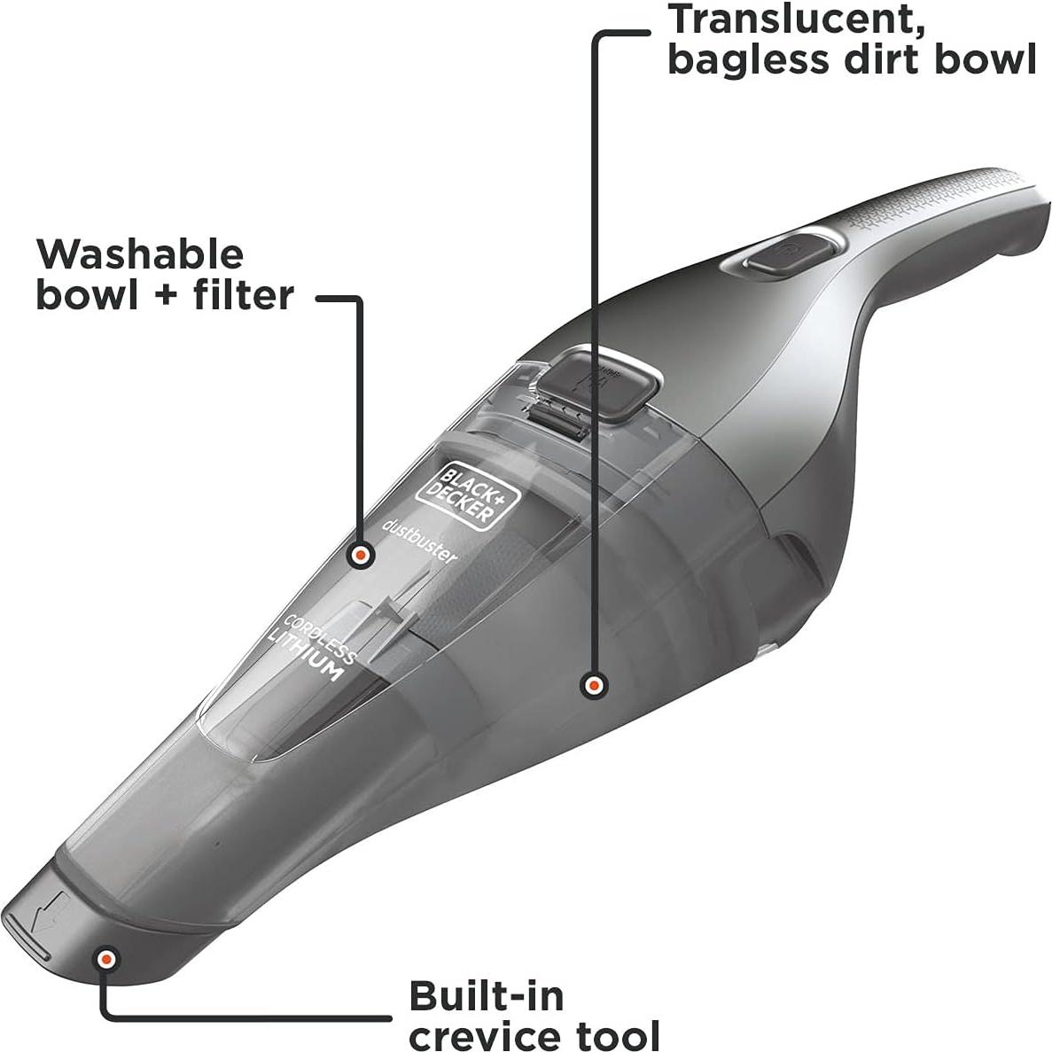 BLACK+DECKER dustbuster Handheld Vacuum, 8V Cordless, Hand Vacuum for Quick Cleanup with Crevice Tool and Washable Filter (HNVC220BCZ01)