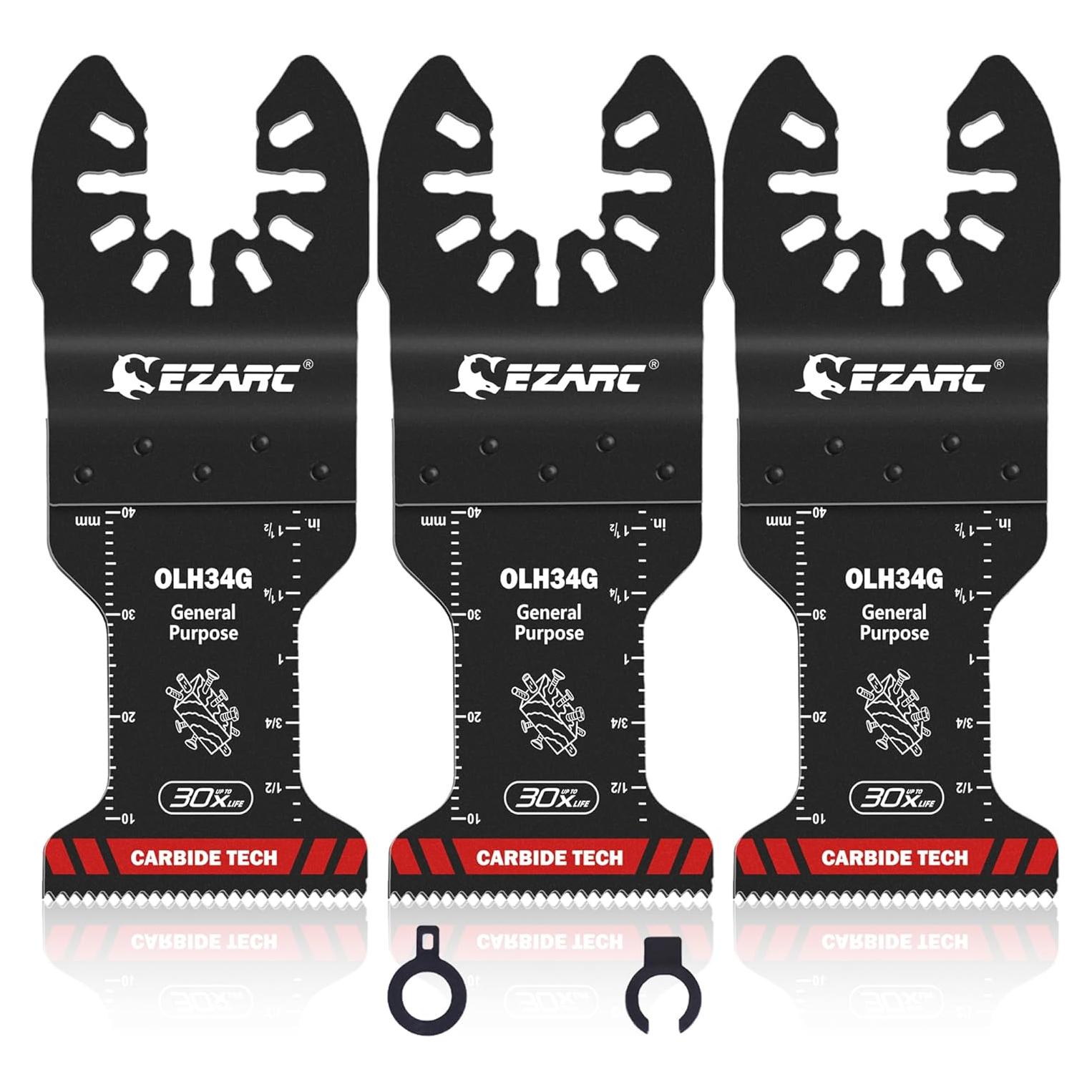 Cuchillas Oscilantes de Carburo EZARC 3 Piezas para Metal y Madera