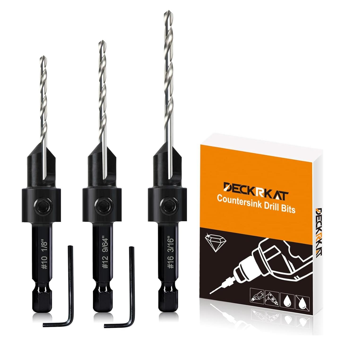 Juego de Brocas Avellanadoras 3 en 1 DECKRKAT - Ajustables