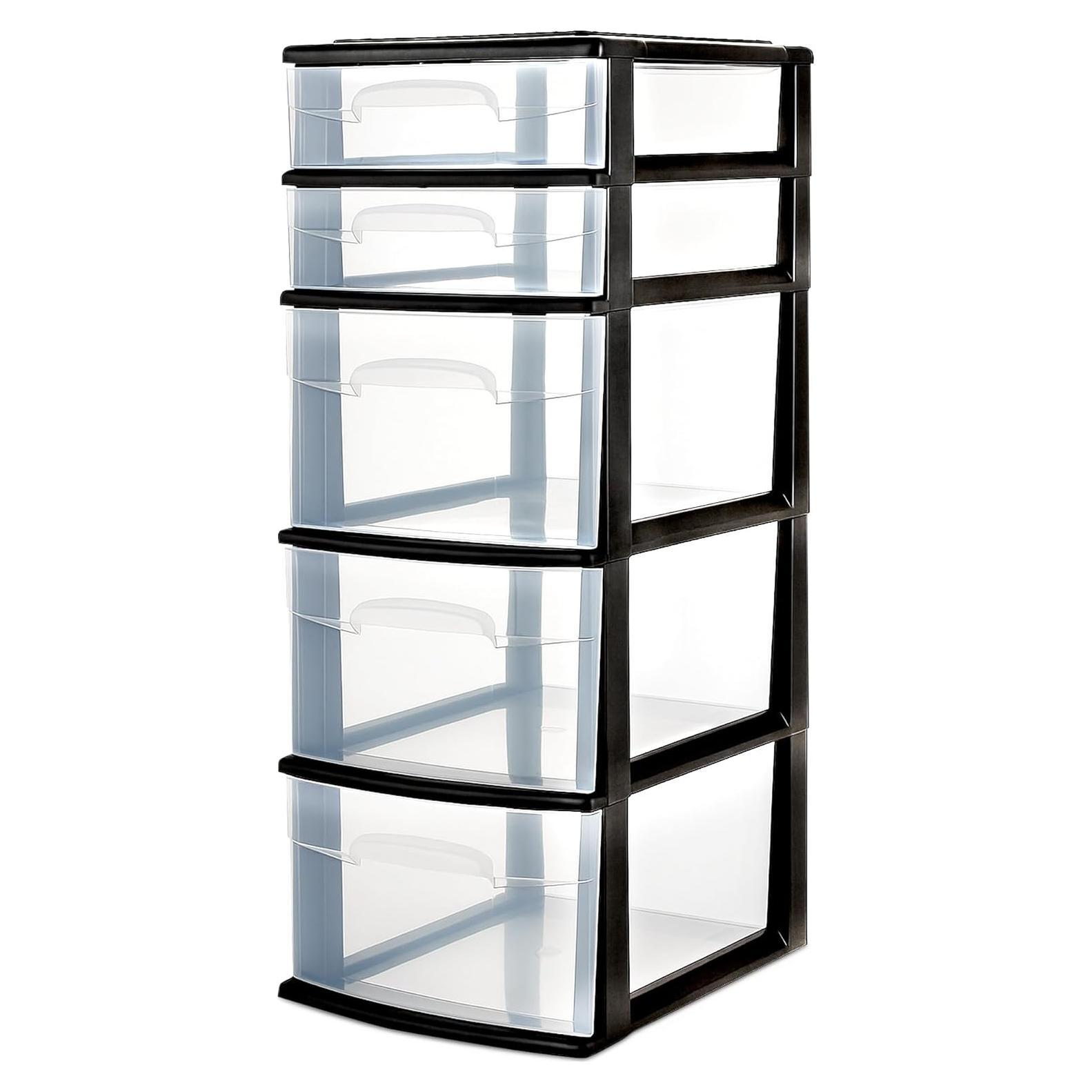 Torre de Cajones HOMZ 5 Niveles Organizador Plástico Negro