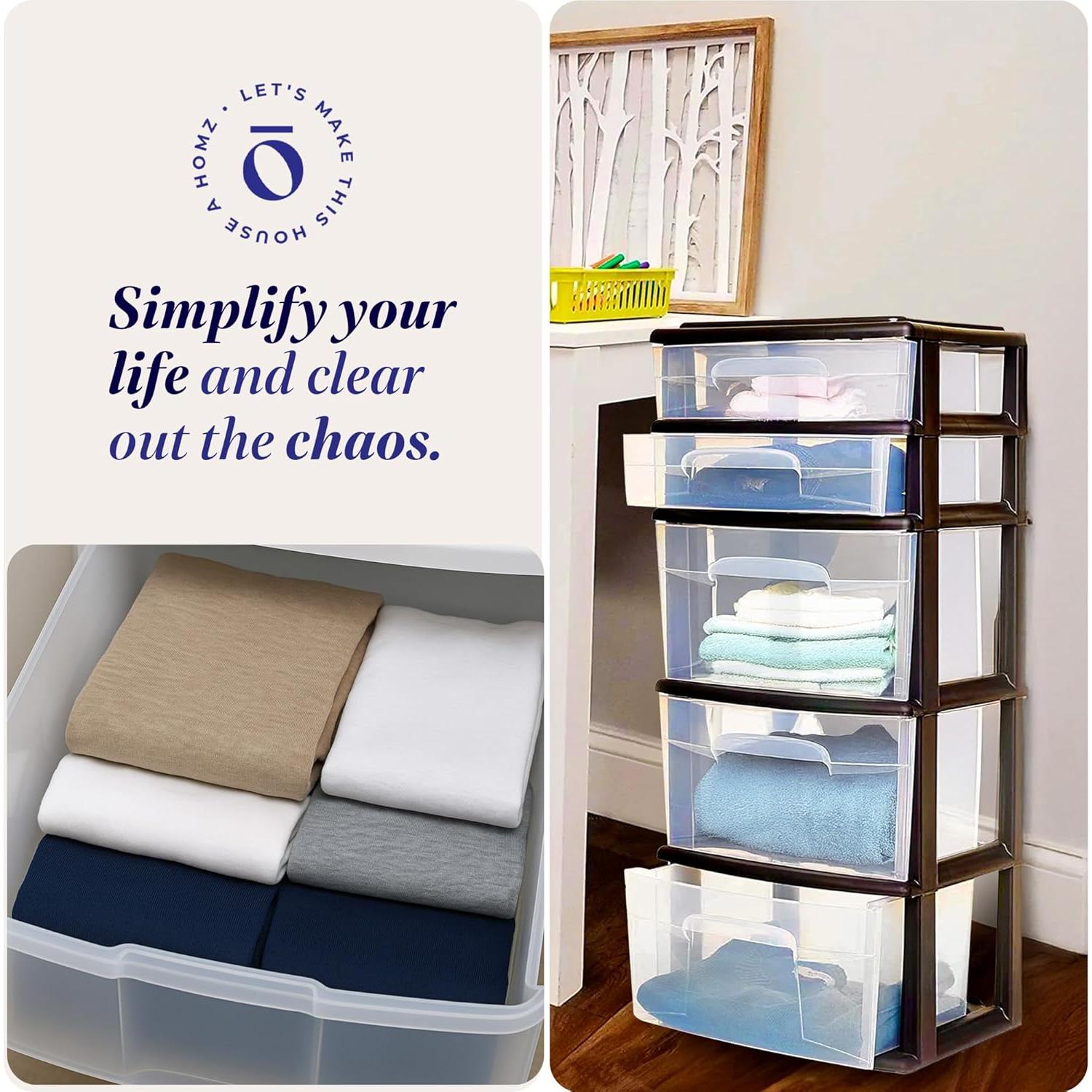 Torre de Cajones HOMZ 5 Niveles Organizador Plástico Negro