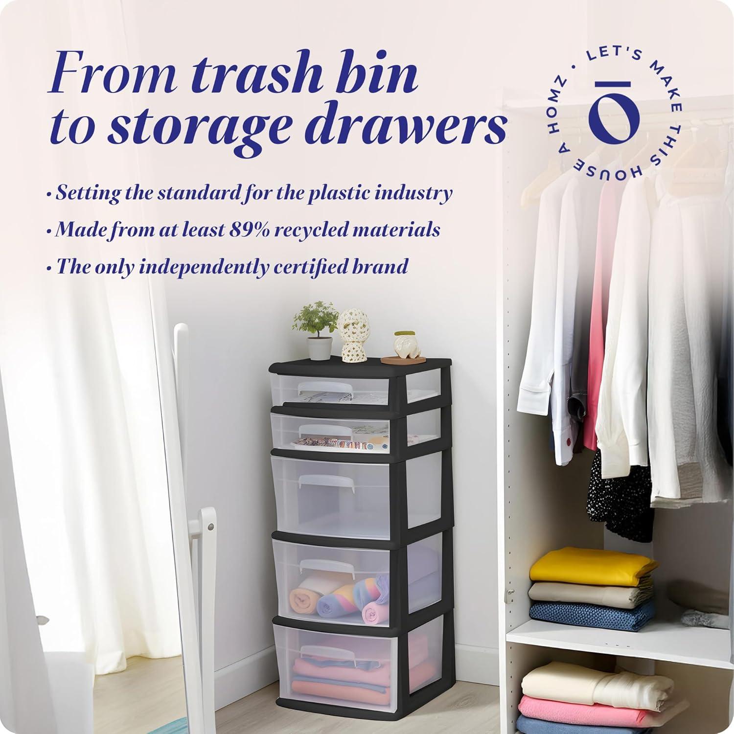 Torre de Cajones HOMZ 5 Niveles Organizador Plástico Negro