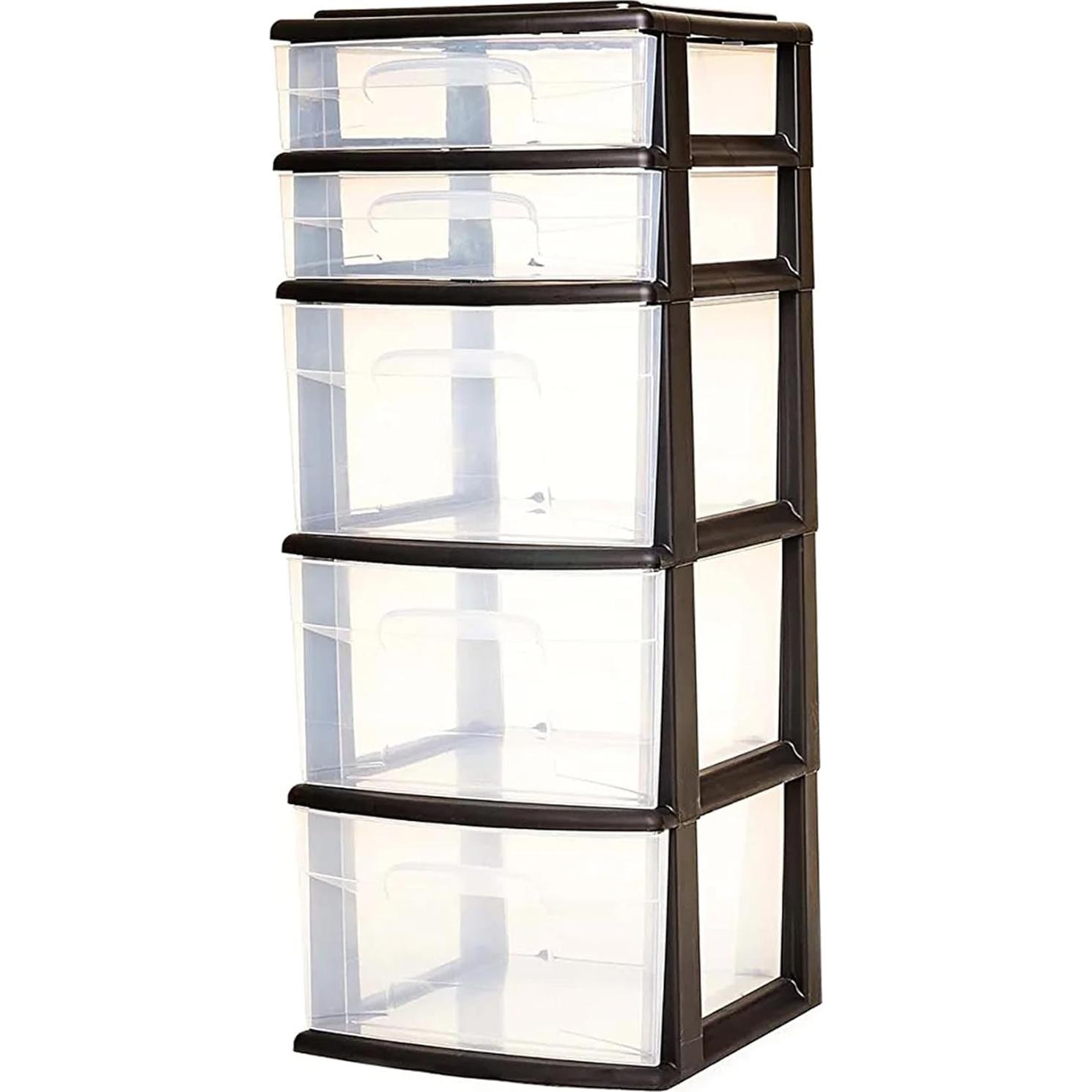 Torre de Cajones HOMZ 5 Niveles Organizador Plástico Negro