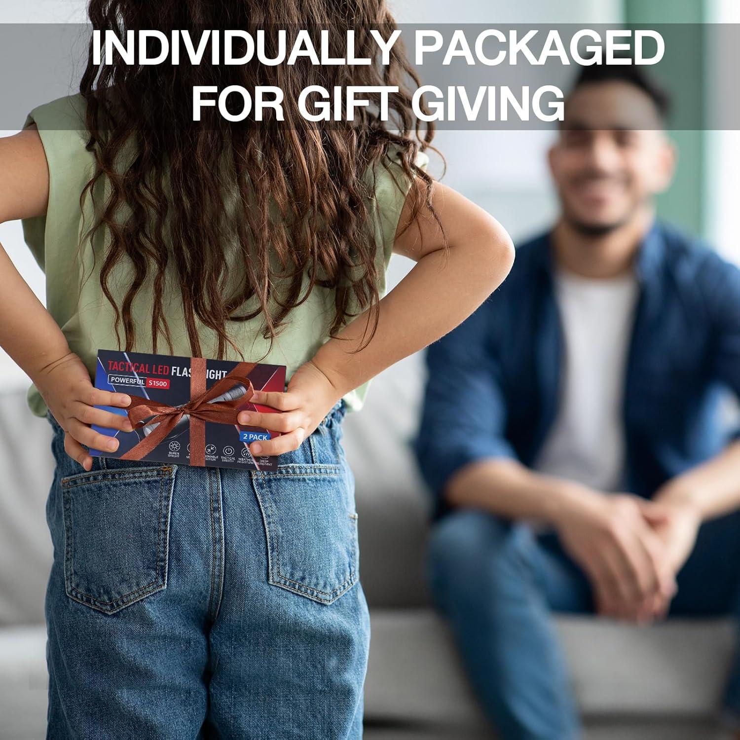 Linterna táctica RECHOO S1500 LED 1500 lúmenes 5 modos 2 paquetes