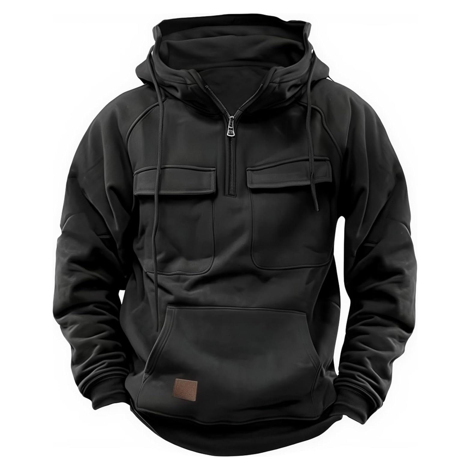 Sudadera Cargo Táctica para Hombres - Estilo Urbano Negro