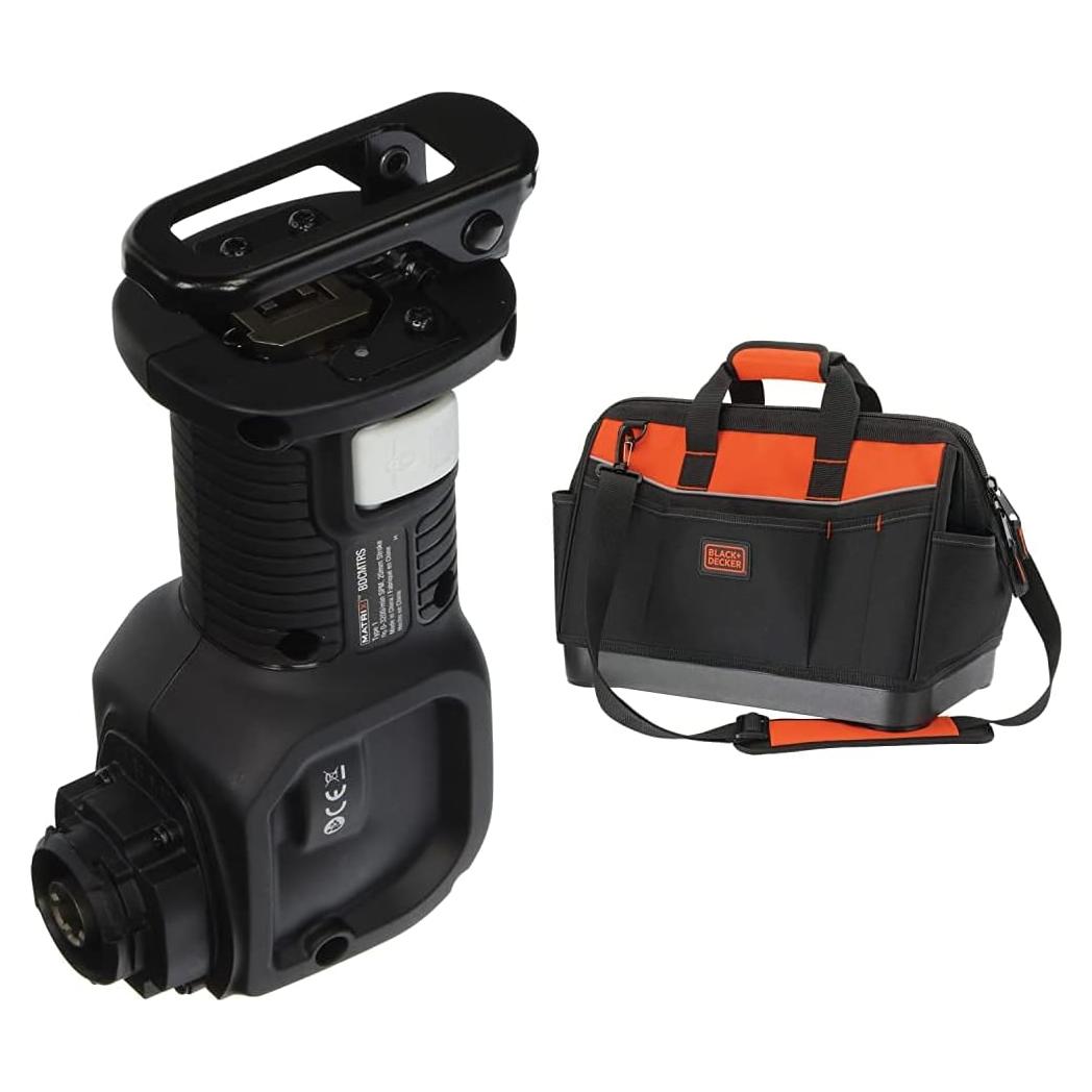 BLACK+DECKER Reciprocating Saw Accessory For Cordless Drill with 16 in. Wide Mouth Zippered Tool Bag (BDCMTRS & BDST500002APB)