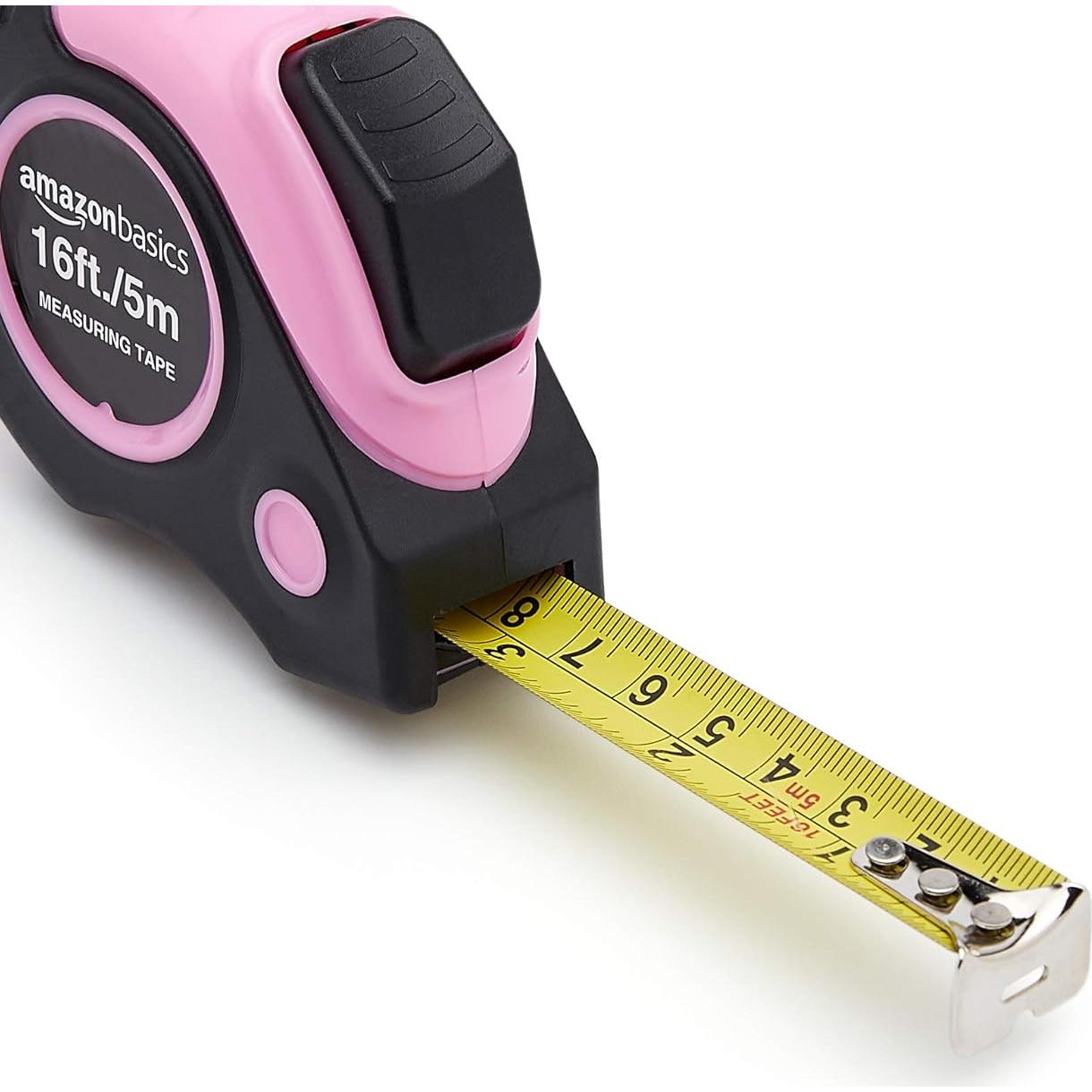 Cinta Métrica Retráctil Amazon Basics 4.9m Rosa