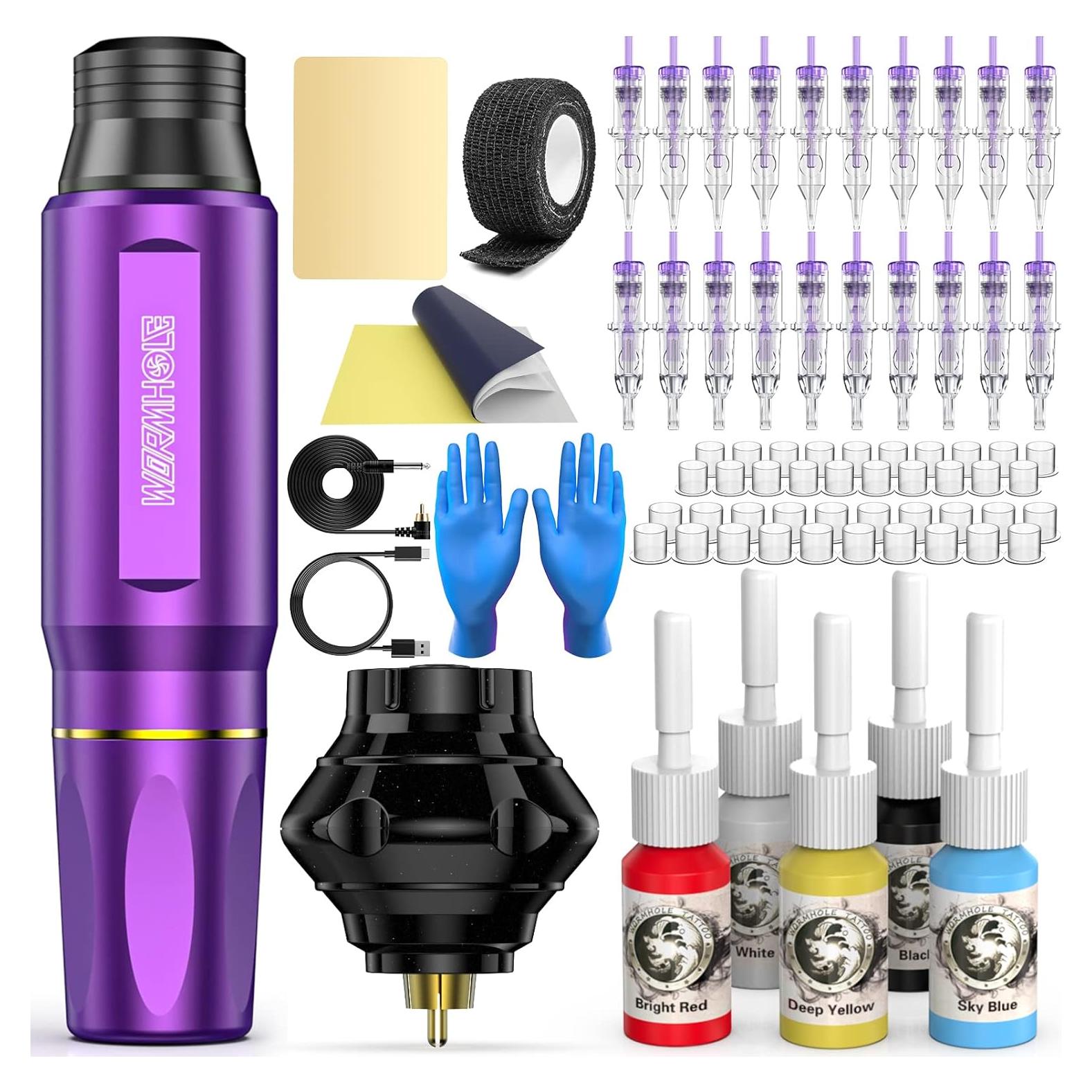 Kit de Máquina de Tatuaje Inalámbrica Wormhole WTK176 - 1,050 mAh