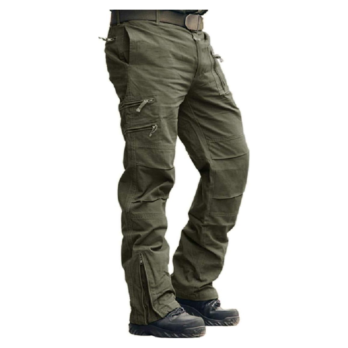 Pantalones Tácticos CRYSULLY Hombre Ripstop 9 Bolsillos Verde