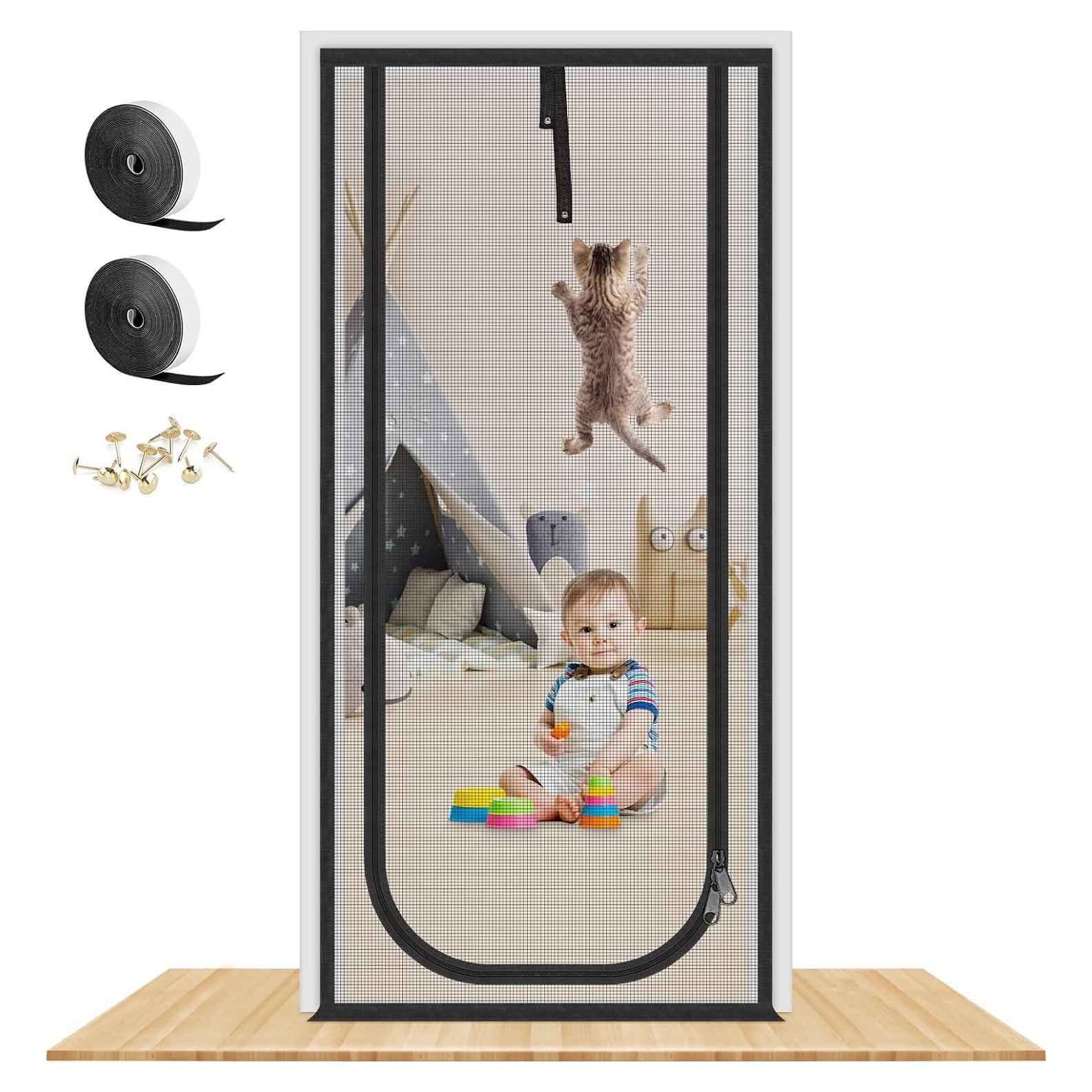 Puerta de Pantalla Reforzada MYPIN 40x213 cm para Mascotas
