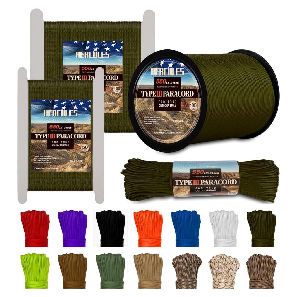 Cuerda Paracord 550 HERCULES 15.24 m Verde Militar Nylon