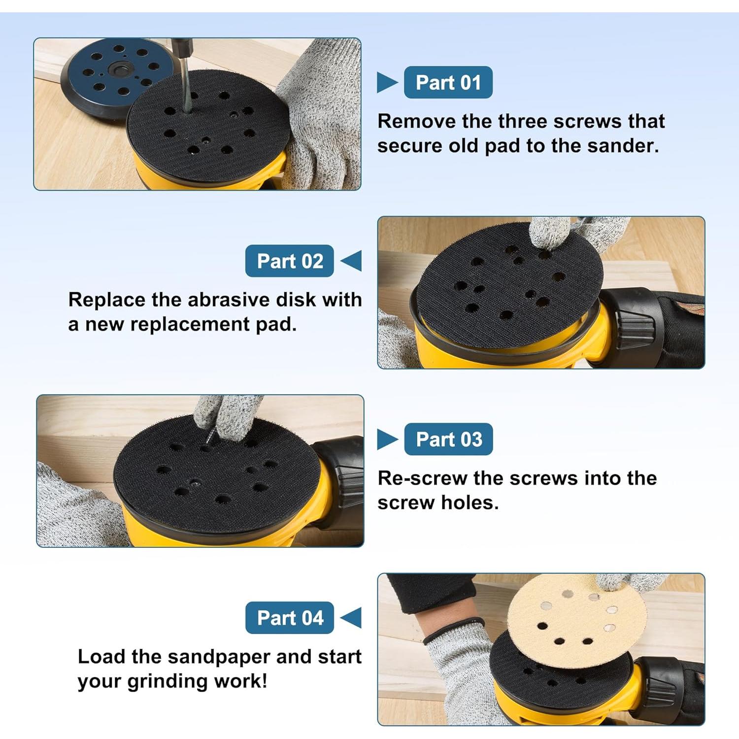 Almohadillas de Lijado S SATC 5" Gancho y Bucle para Dewalt/Makita - 2 Pcs