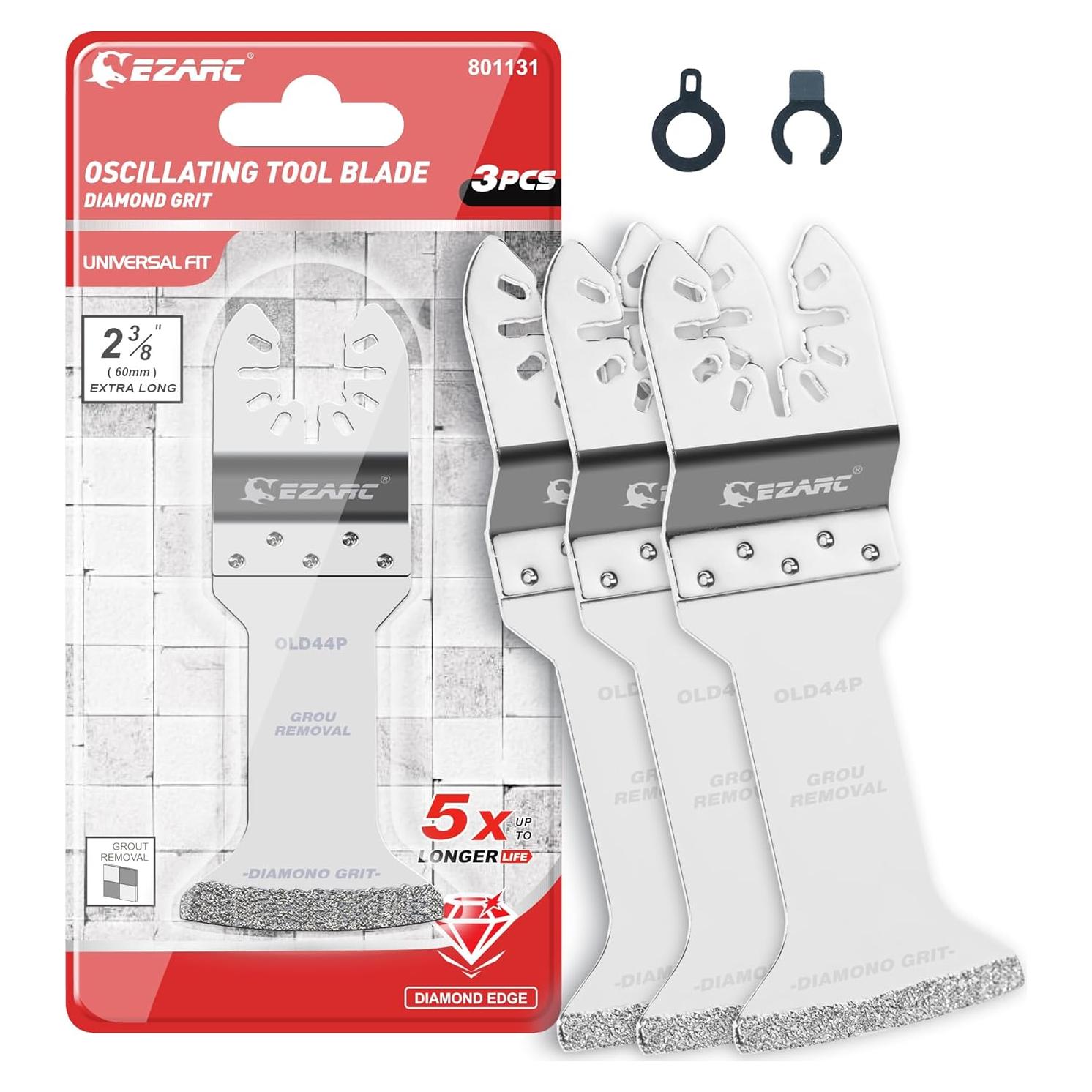 Hoja Oscilante de Diamante EZARC - Paquete de 3 para Limpieza de Mortero