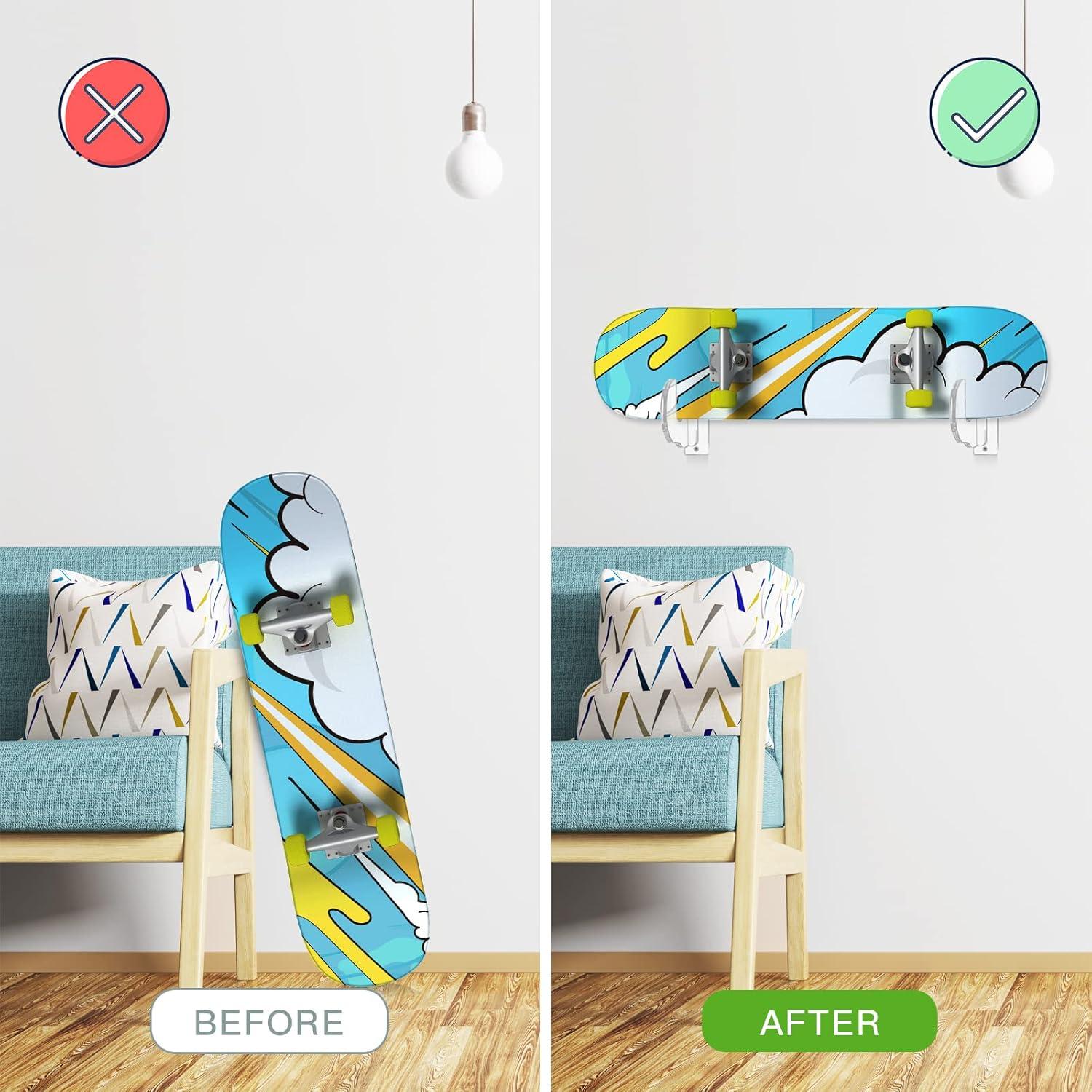 Soporte de Pared BiJun para Skateboard Acrílico Transparente