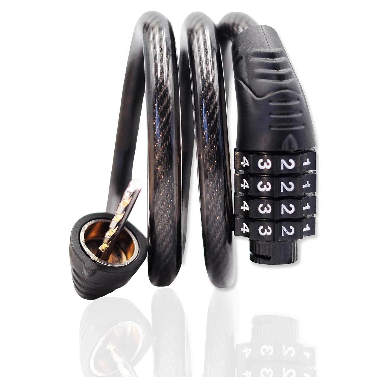 Candado de Cable Resettable Jokmae 80 cm 4 Dígitos Antirrobo