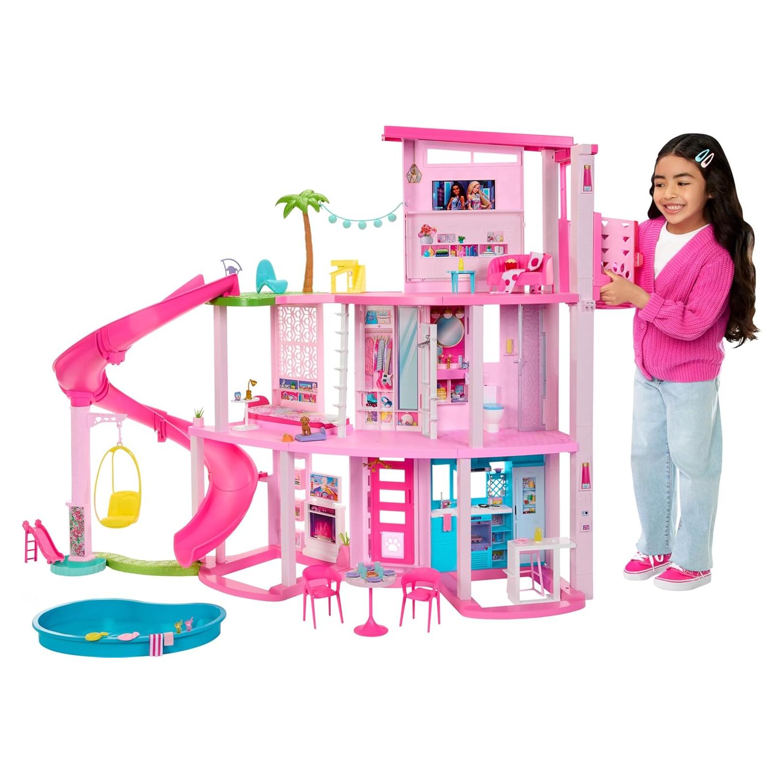 Casa de Muñecas Barbie Dreamhouse 75 Piezas Muebles y Tobogán