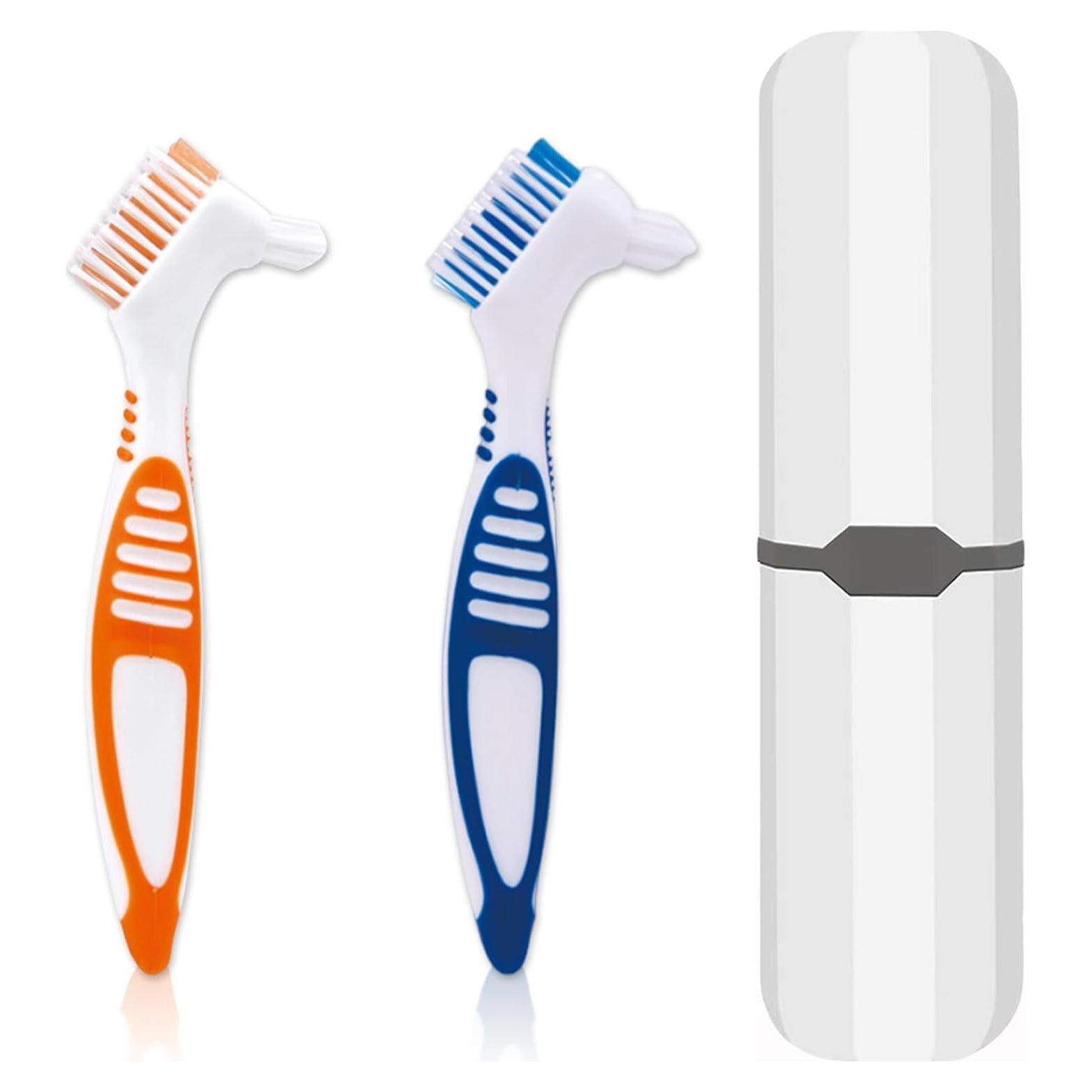 Cepillo de Dentaduras Ceonam 2 Piezas con Estuche Blanco