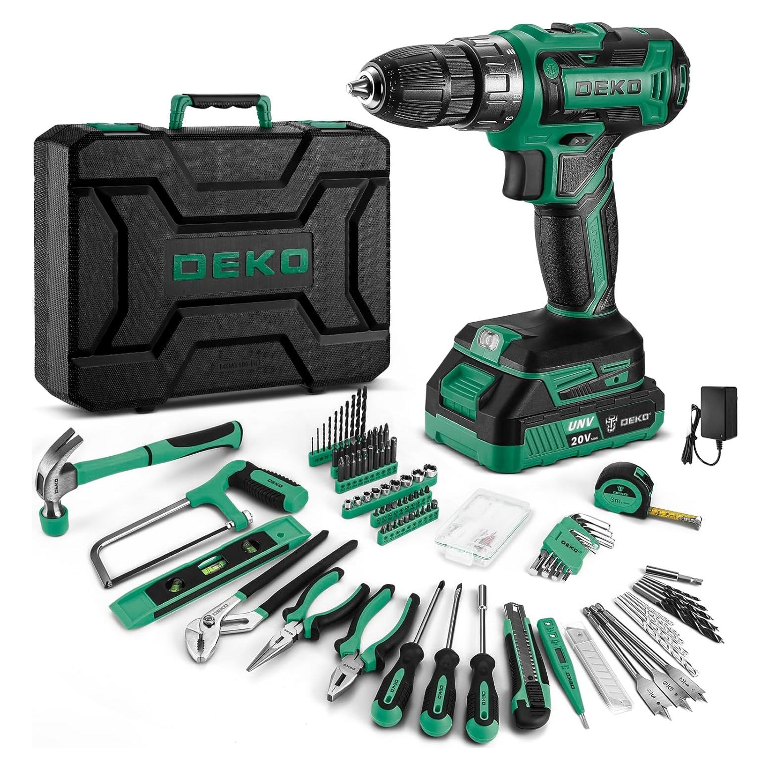 Juego de Herramientas DEKOPRO 20V con Taladro Inalámbrico y Destornillador