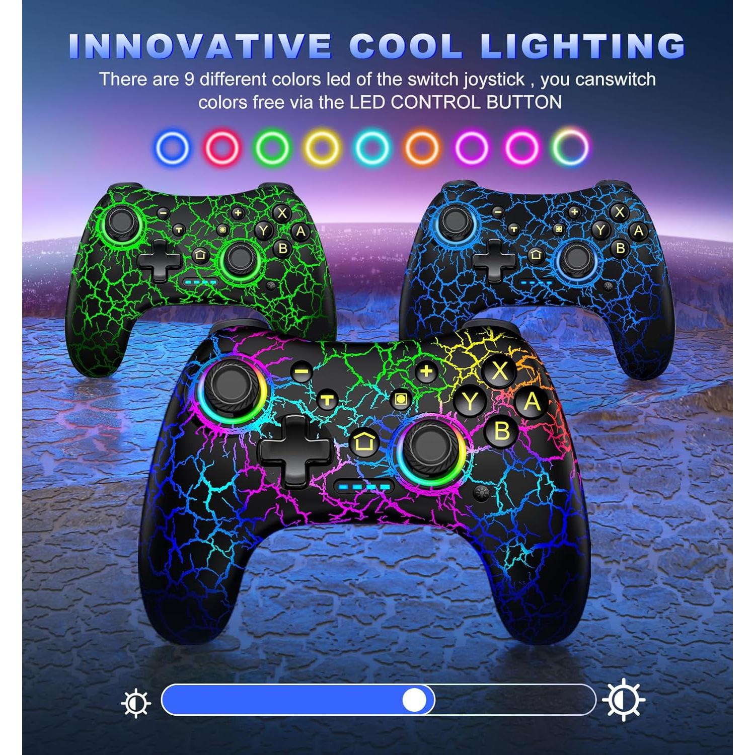 Controlador Pro Inalámbrico Gammeefy para Nintendo Switch - LED 9 Colores