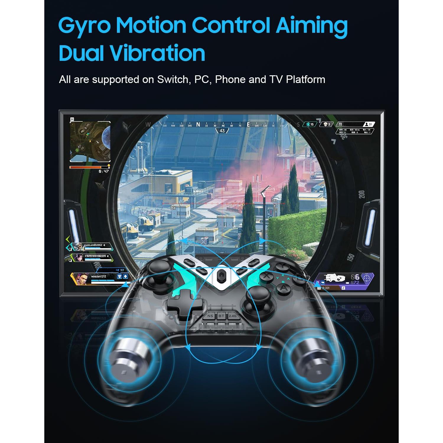 Controlador Inalámbrico Bluetooth YIONON con Efecto Hall y Joysticks
