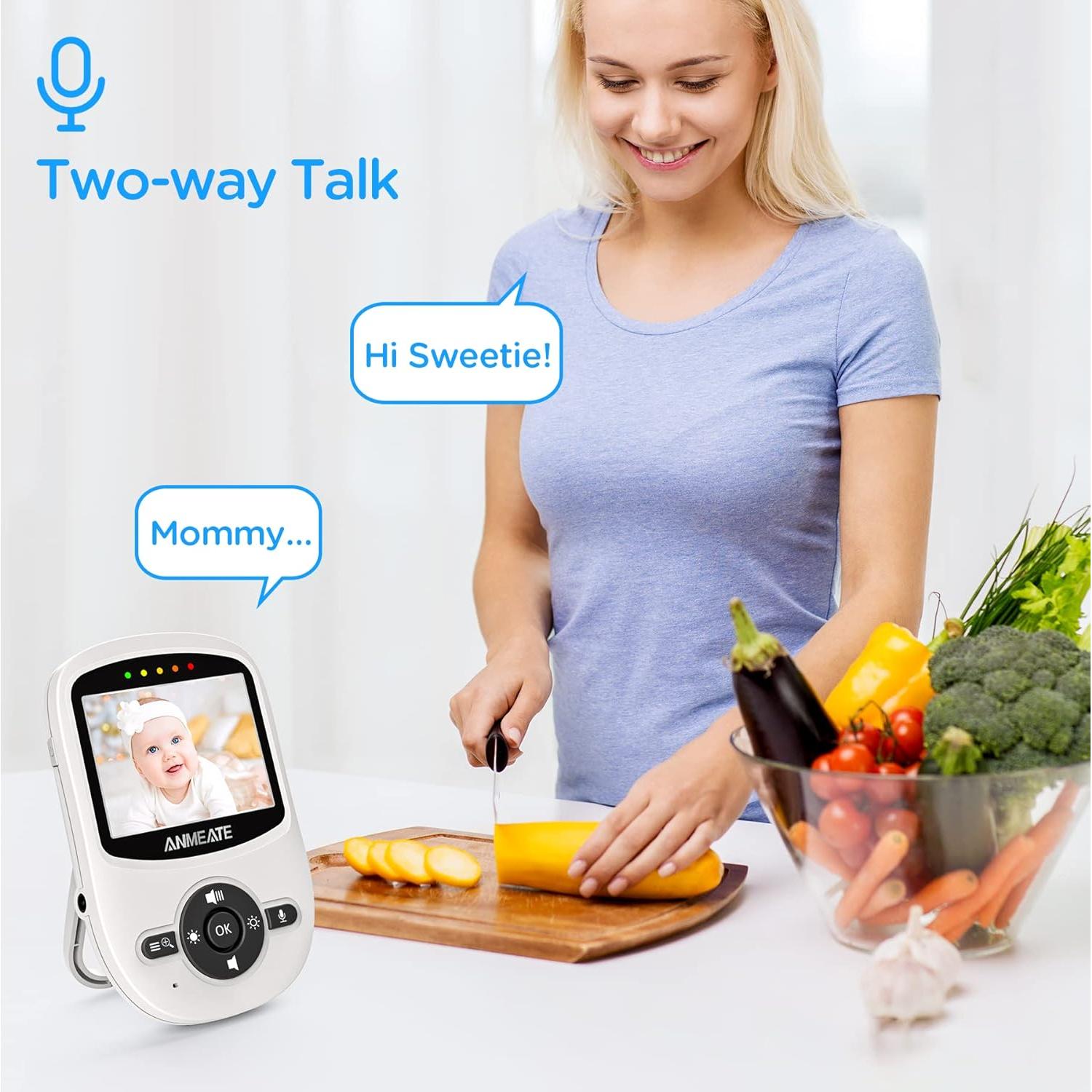 Monitor de Bebé ANMEATE con Cámara Digital 2.4" y Temperatura