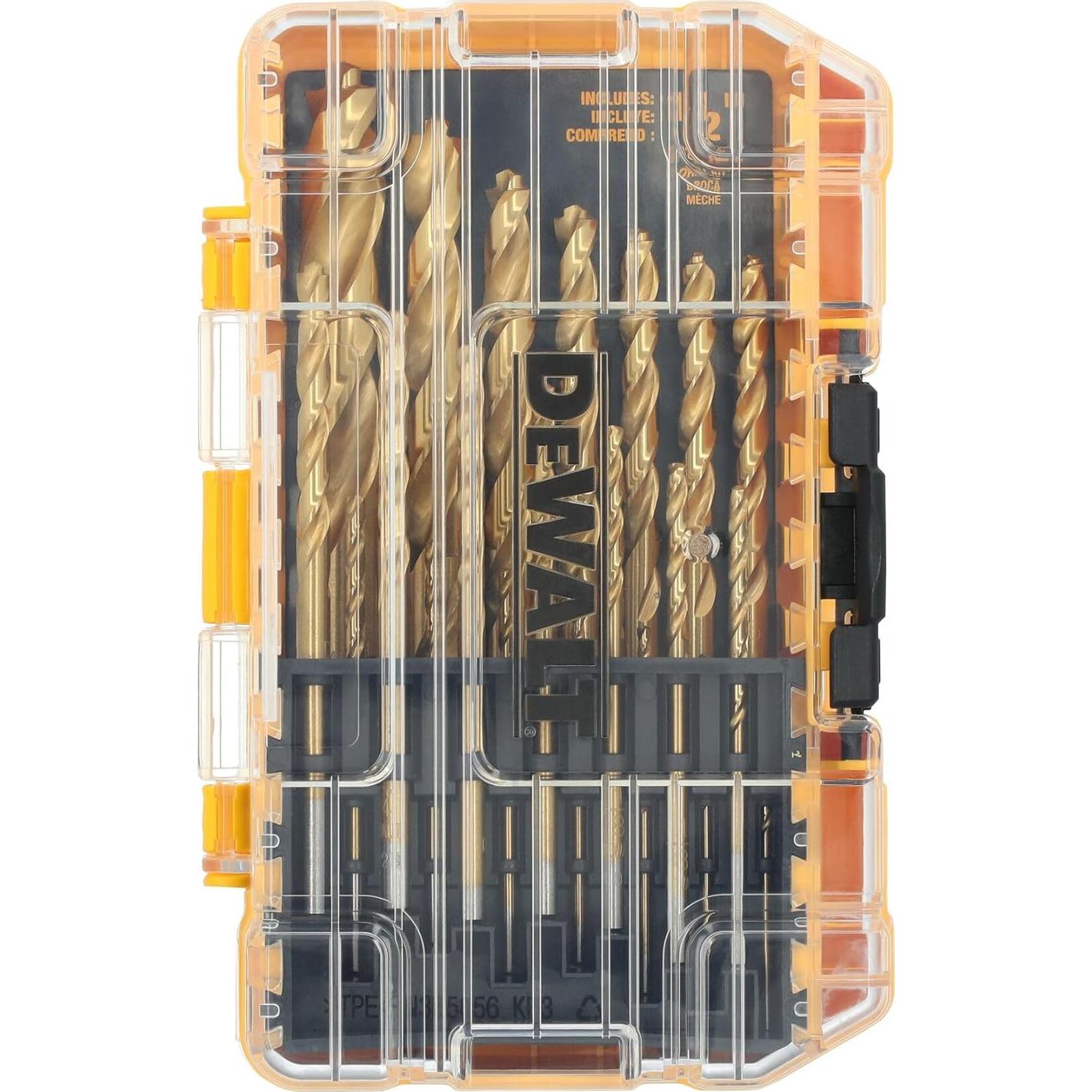 Juego de Brocas DEWALT 21 Piezas Nitruro de Titanio Punta Piloto