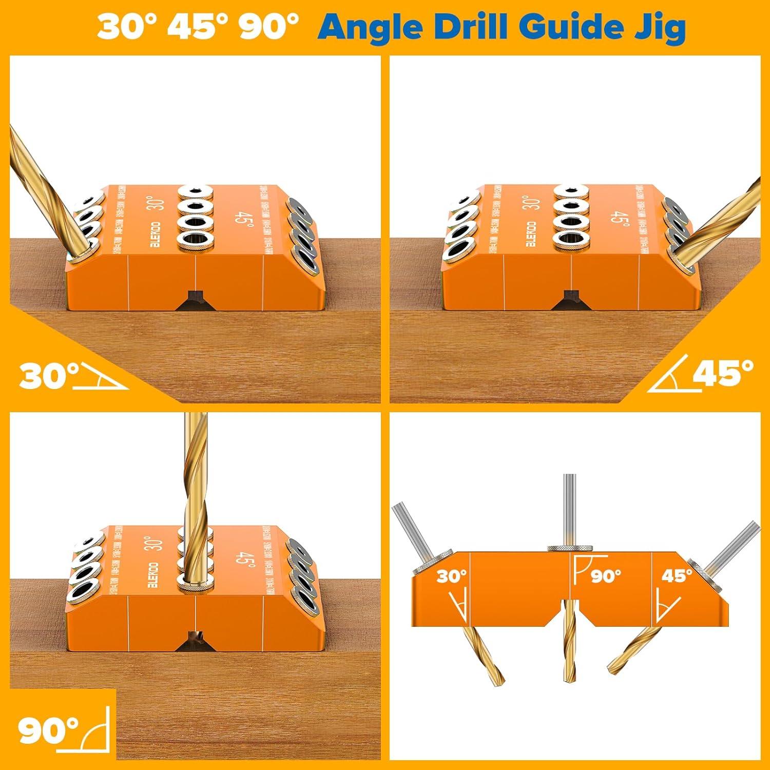 Plantilla de Taladro en Ángulo BLEKOO Naranja con 4 Brocas